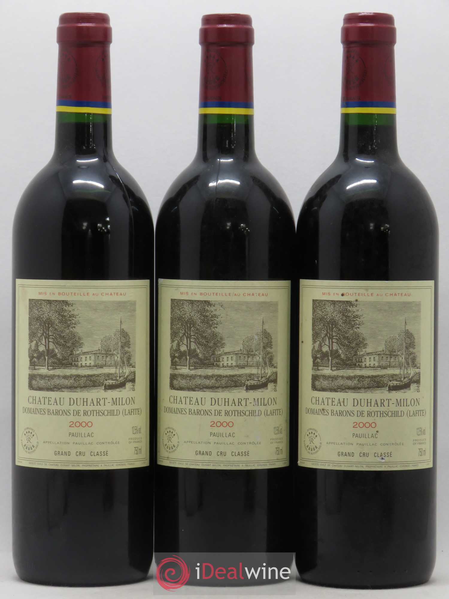Château Duhart-Milon 4ème Grand Cru Classé 2000 - Lot de 3 bouteilles - 0