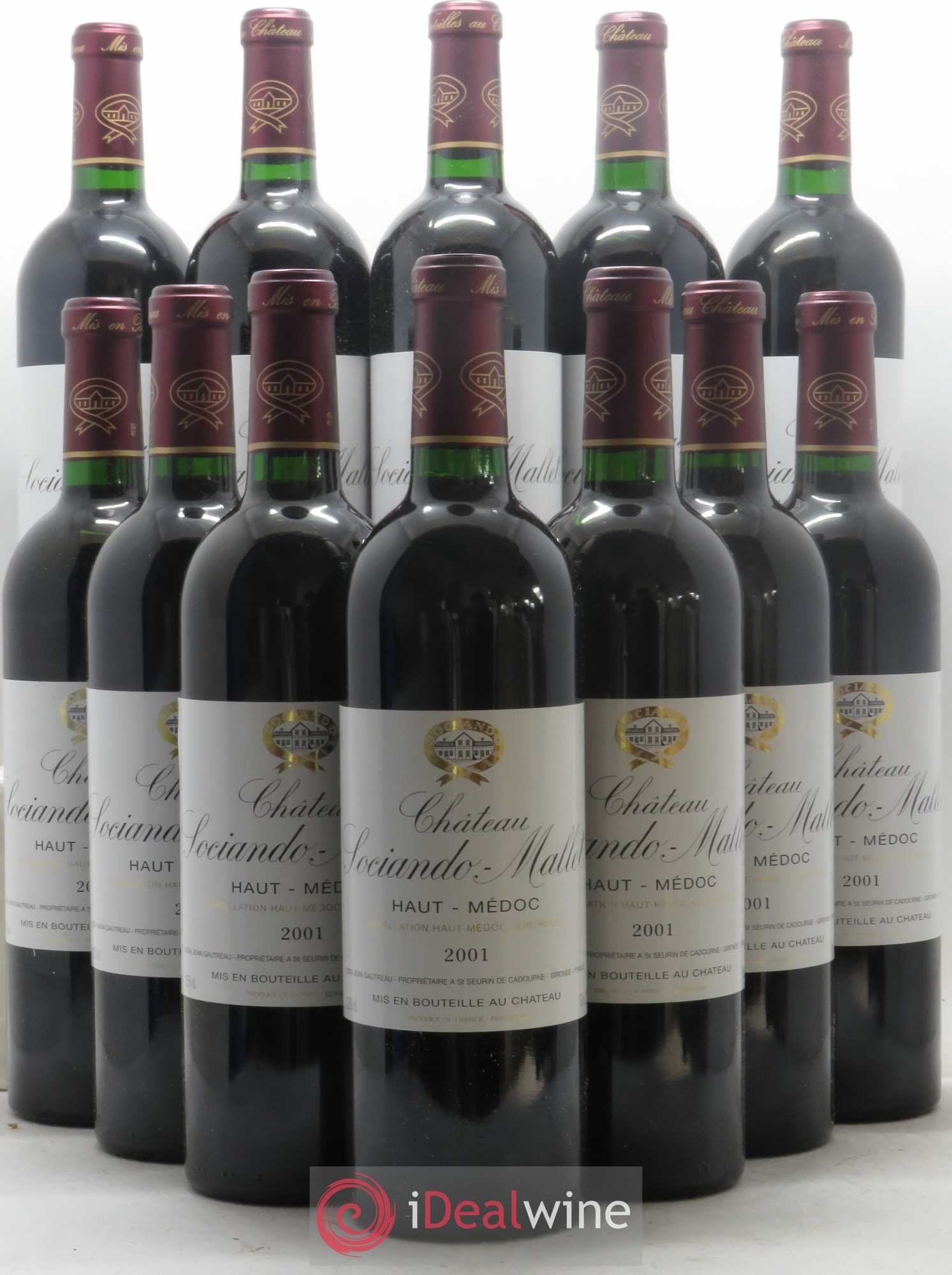 Château Sociando Mallet 2001 - Lot de 12 bouteilles - 0