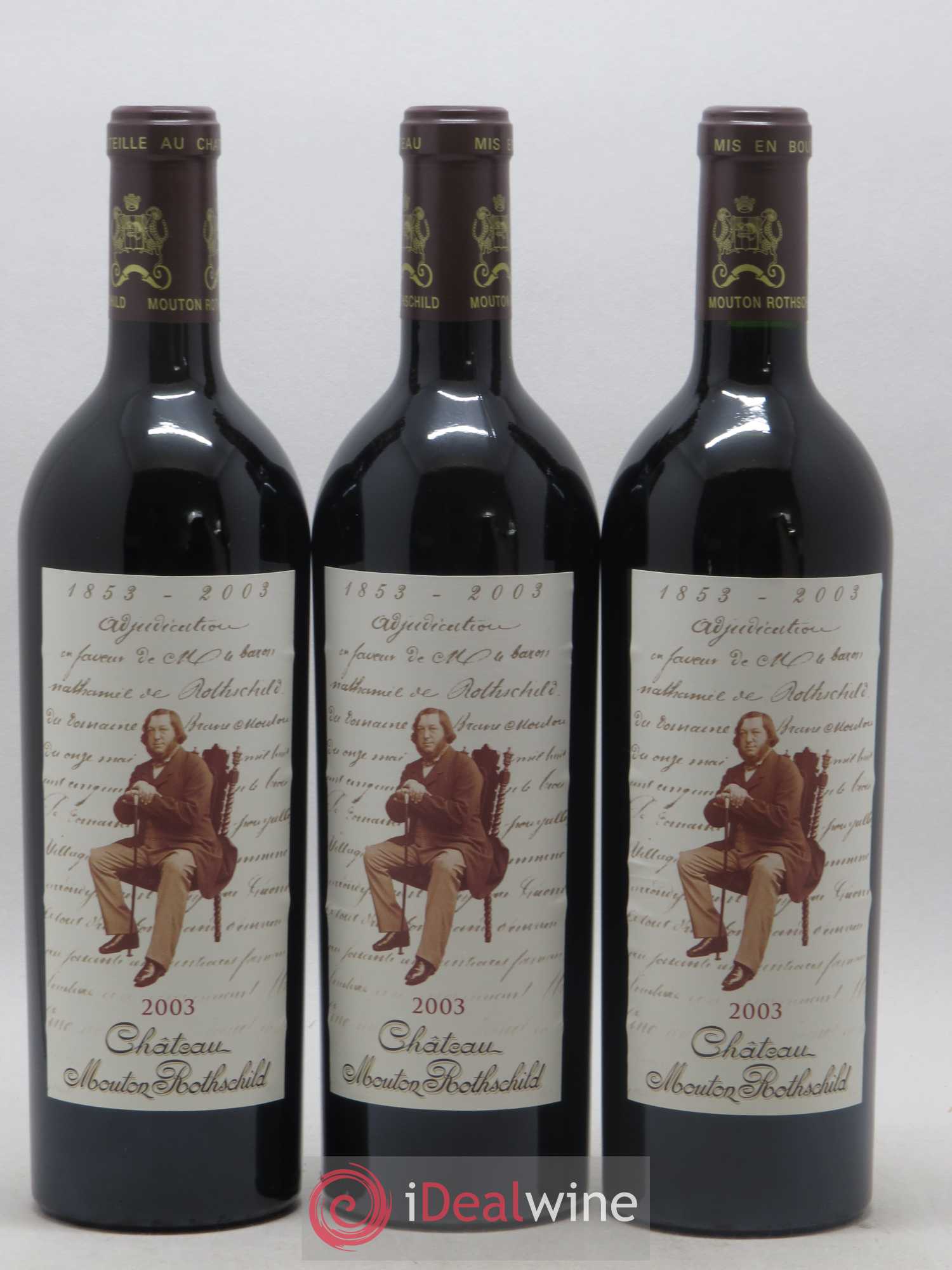 Château Mouton Rothschild 1er Grand Cru Classé 2003 - Lot de 3 bouteilles - 0