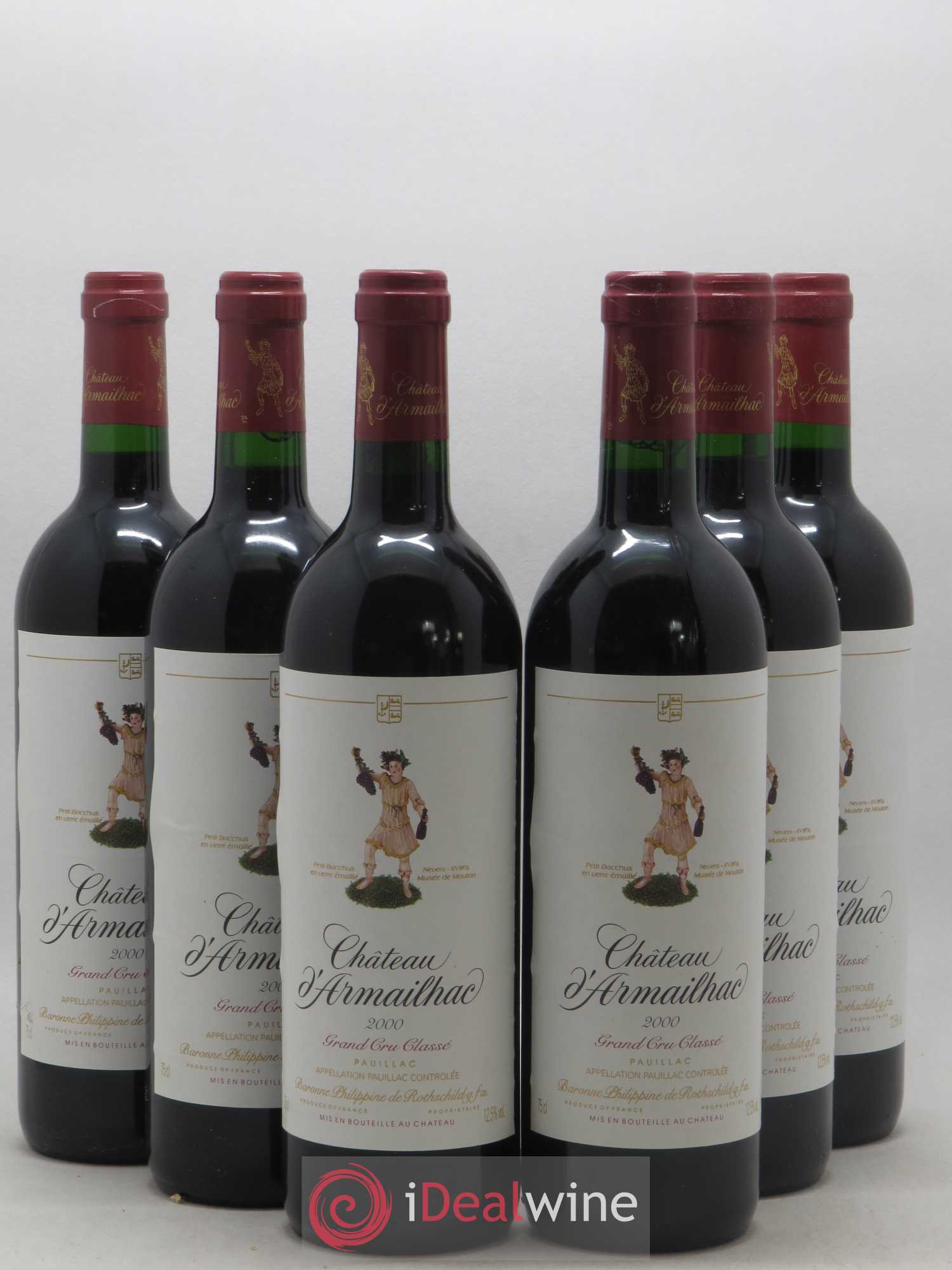Château d' Armailhac - Mouton Baron(ne) Philippe 5ème Grand Cru Classé 2000 - Lot de 6 bouteilles - 0