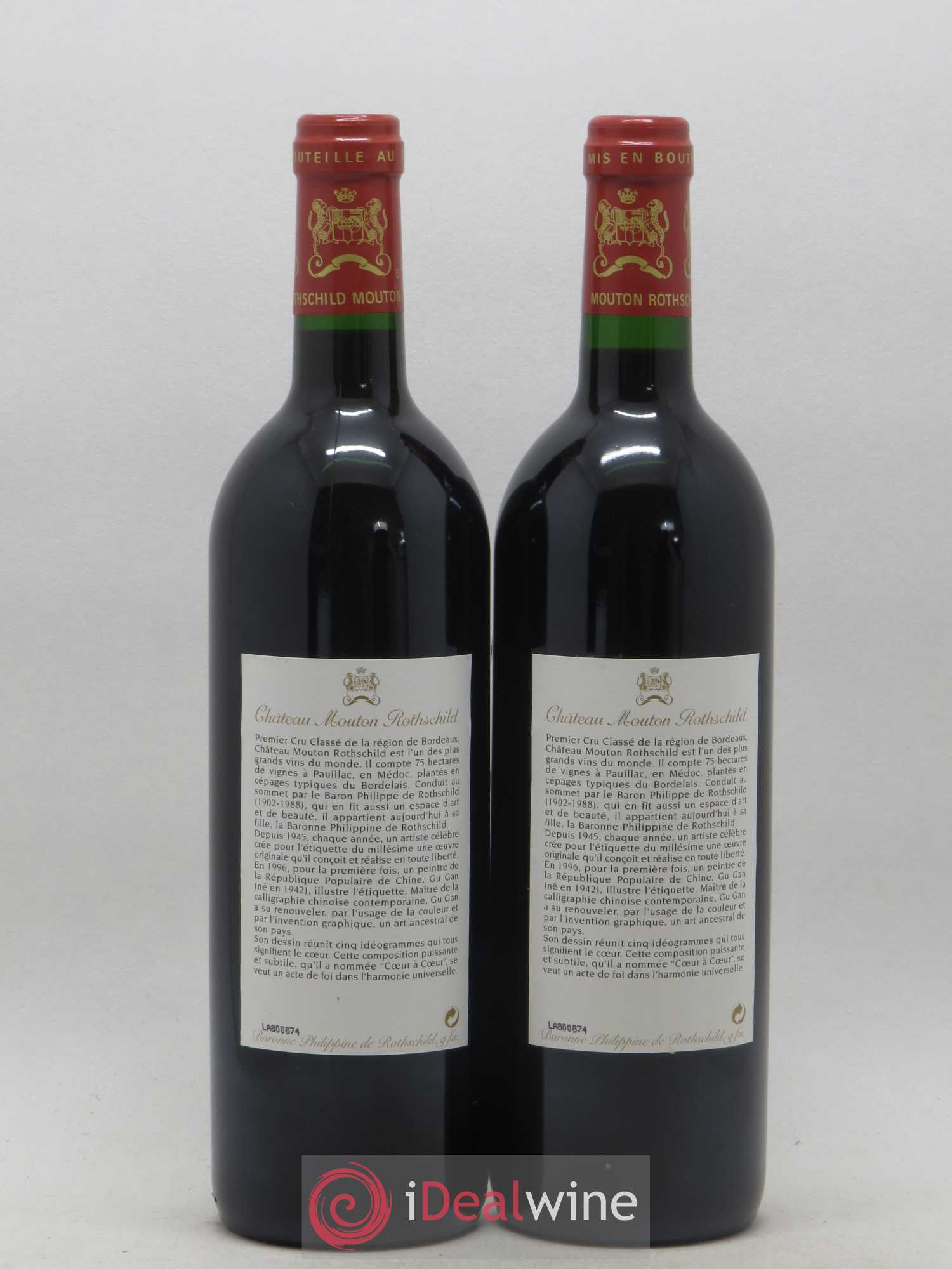 Château Mouton Rothschild 1er Grand Cru Classé 1996 - Lot de 2 bouteilles - 1