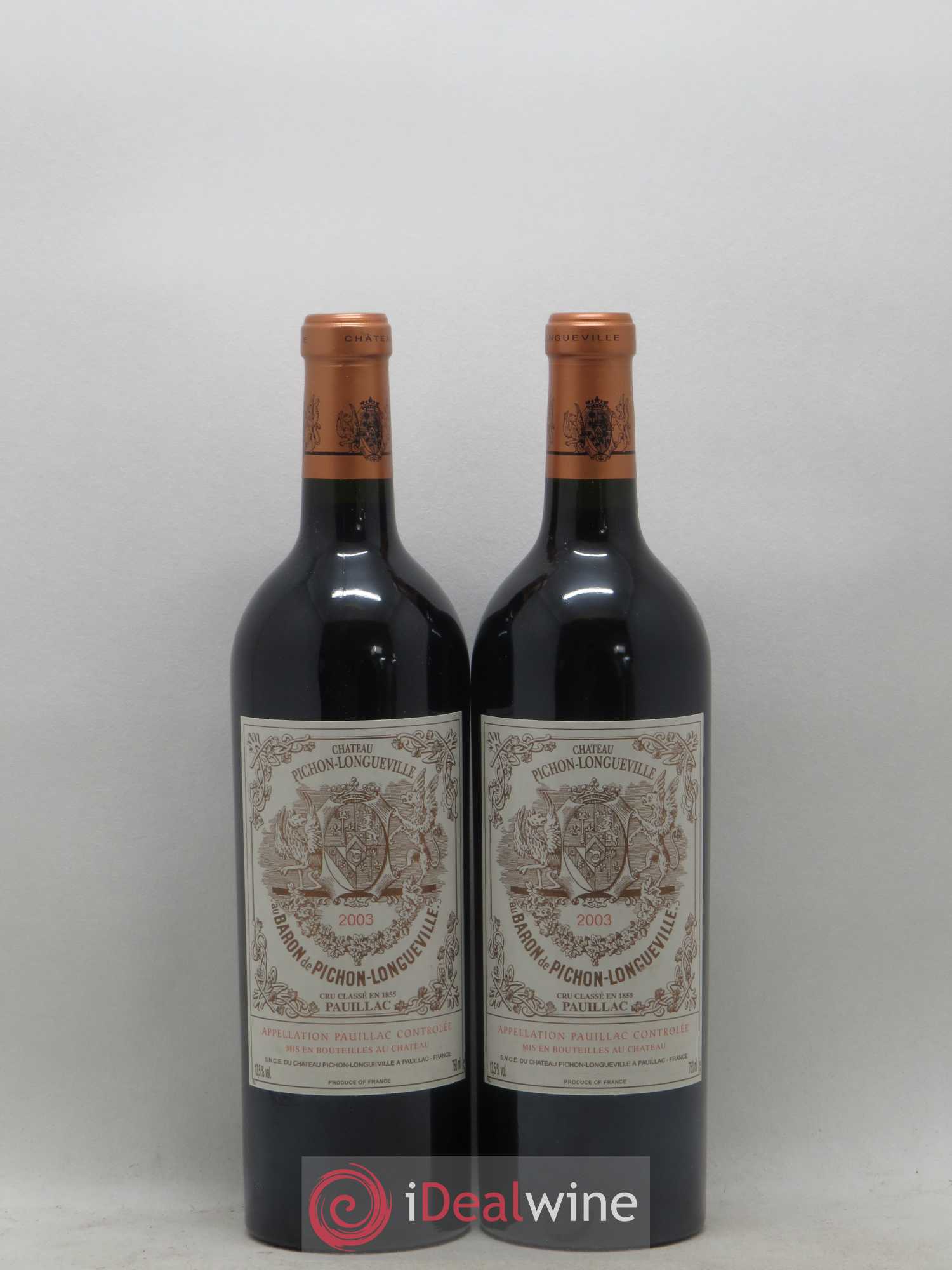 Caisse Millésima Rive Droite Rive Gauche 2 Domaine de Chevalier - 2 Chateau Lascombes - 2 Ducru Beaucaillou - 2 Chateau Montrose - 2 Chateau Figeac - 2 Pichon Longueville Baron 2003 - Lot de 12 bouteilles - 1