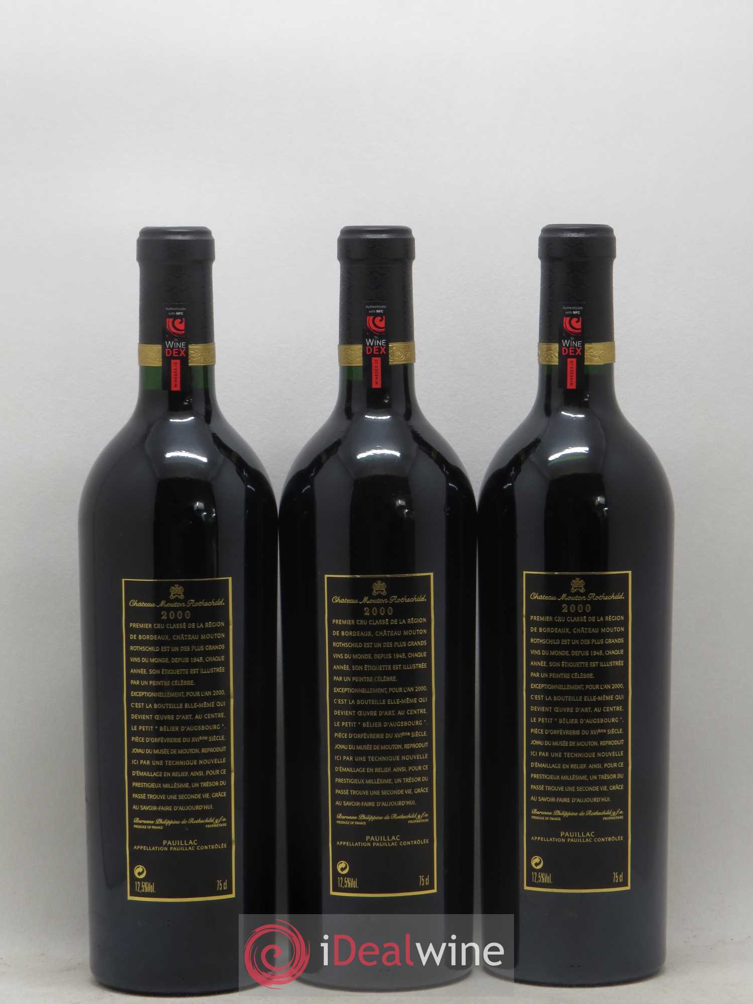 Château Mouton Rothschild 1er Grand Cru Classé 2000 - Lot de 3 bouteilles - 1