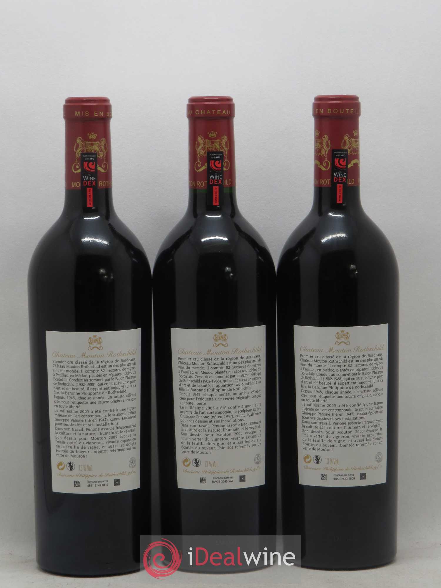 Château Mouton Rothschild 1er Grand Cru Classé 2005 - Lot de 3 bouteilles - 1