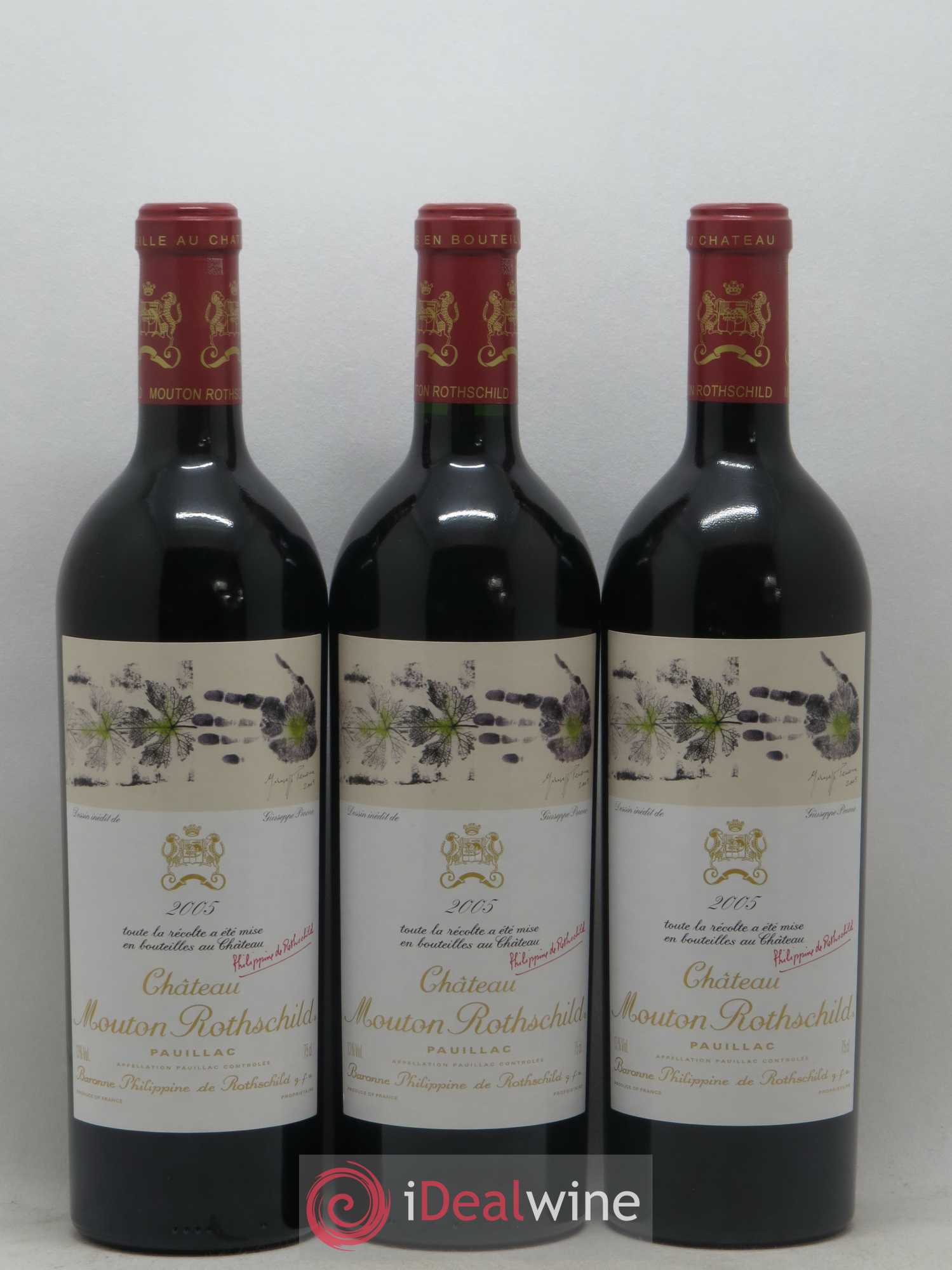 Château Mouton Rothschild 1er Grand Cru Classé 2005 - Lot de 3 bouteilles - 0