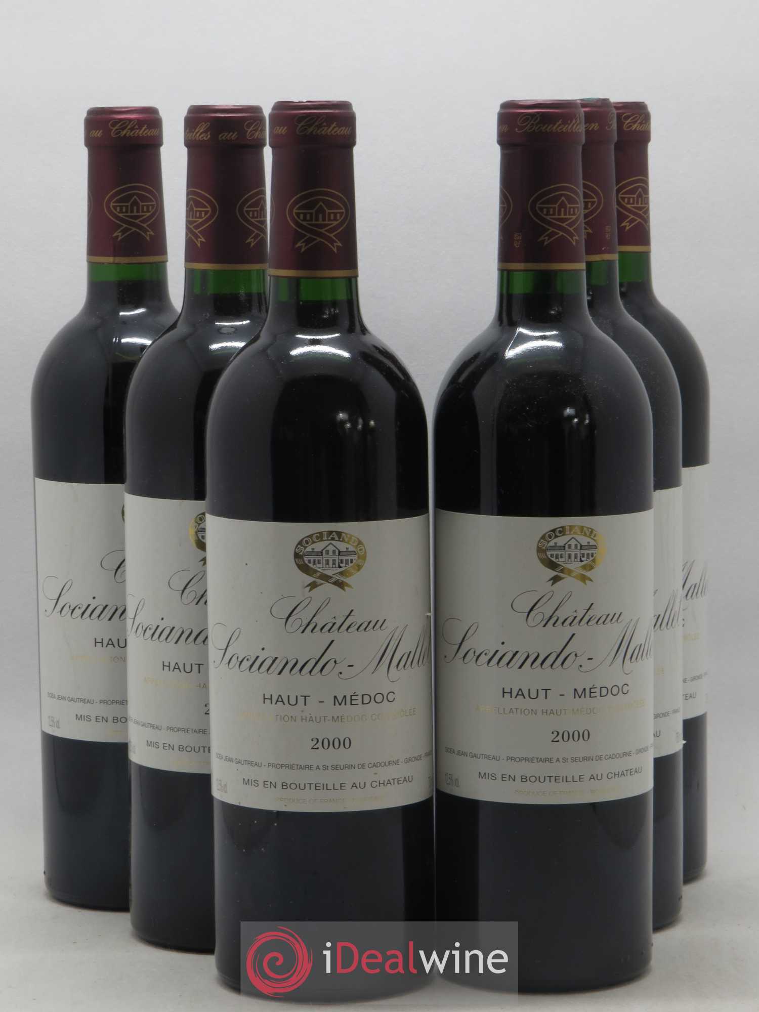 Château Sociando Mallet 2000 - Lot de 6 bouteilles - 0
