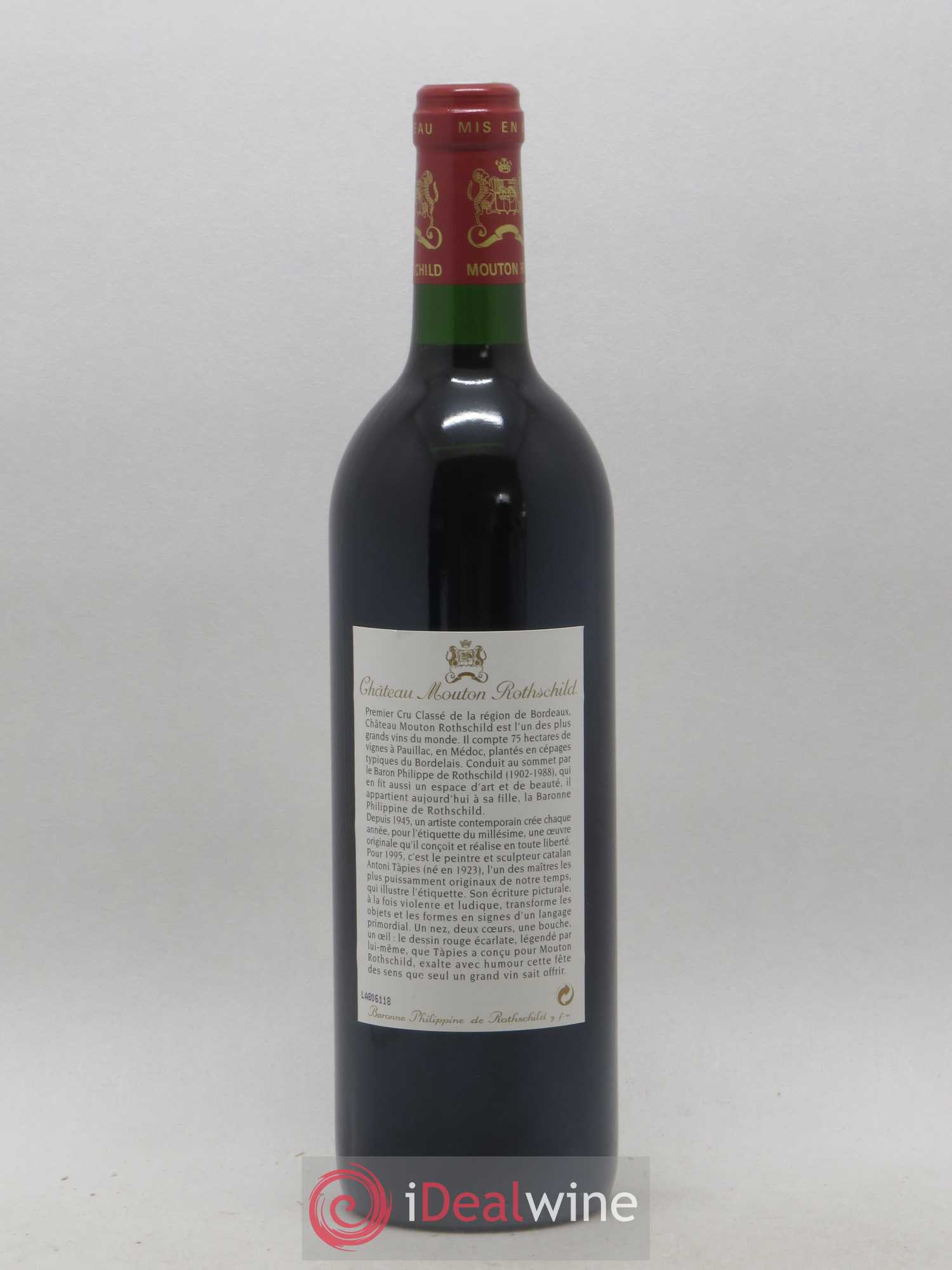 Château Mouton Rothschild 1er Grand Cru Classé 1995 - Lot de 1 bouteille - 1