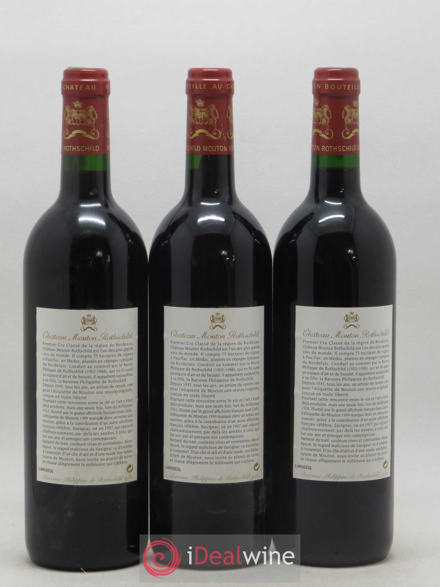 Château Mouton Rothschild 1er Grand Cru Classé 1999 - Lot de 6 bouteilles - 2