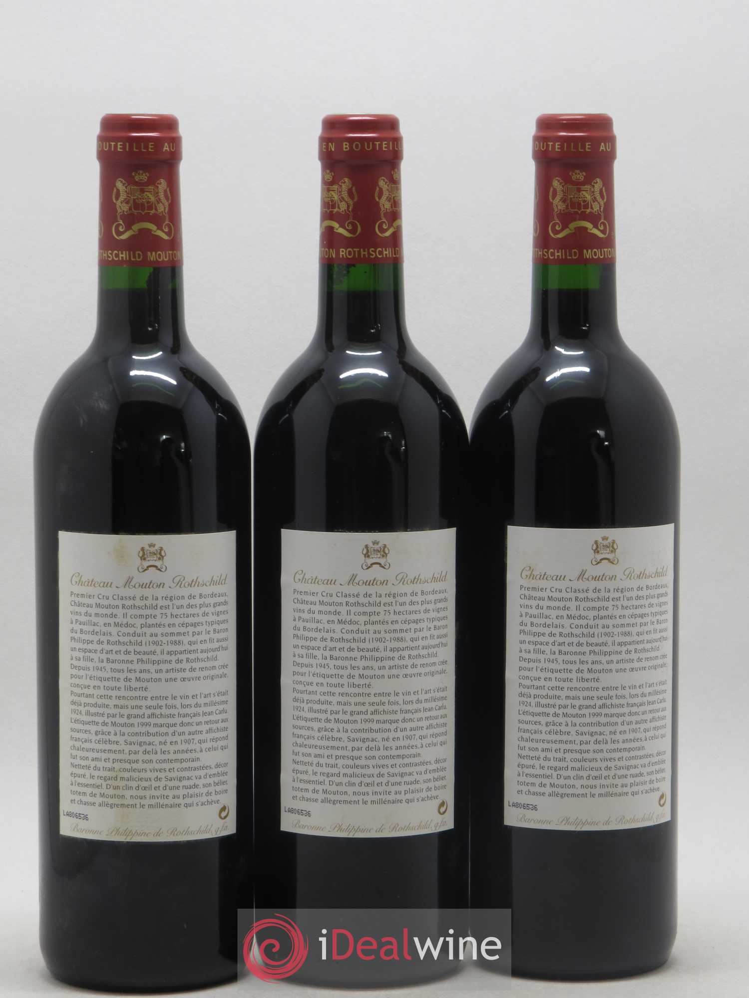 Château Mouton Rothschild 1er Grand Cru Classé 1999 - Lot de 6 bouteilles - 4