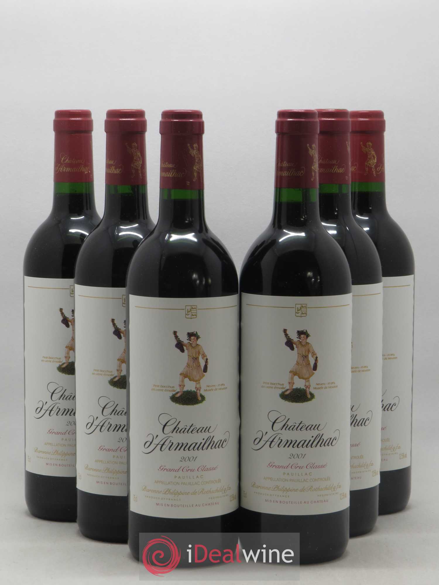 Château d' Armailhac - Mouton Baron(ne) Philippe 5ème Grand Cru Classé 2001 - Lot de 6 bouteilles - 0