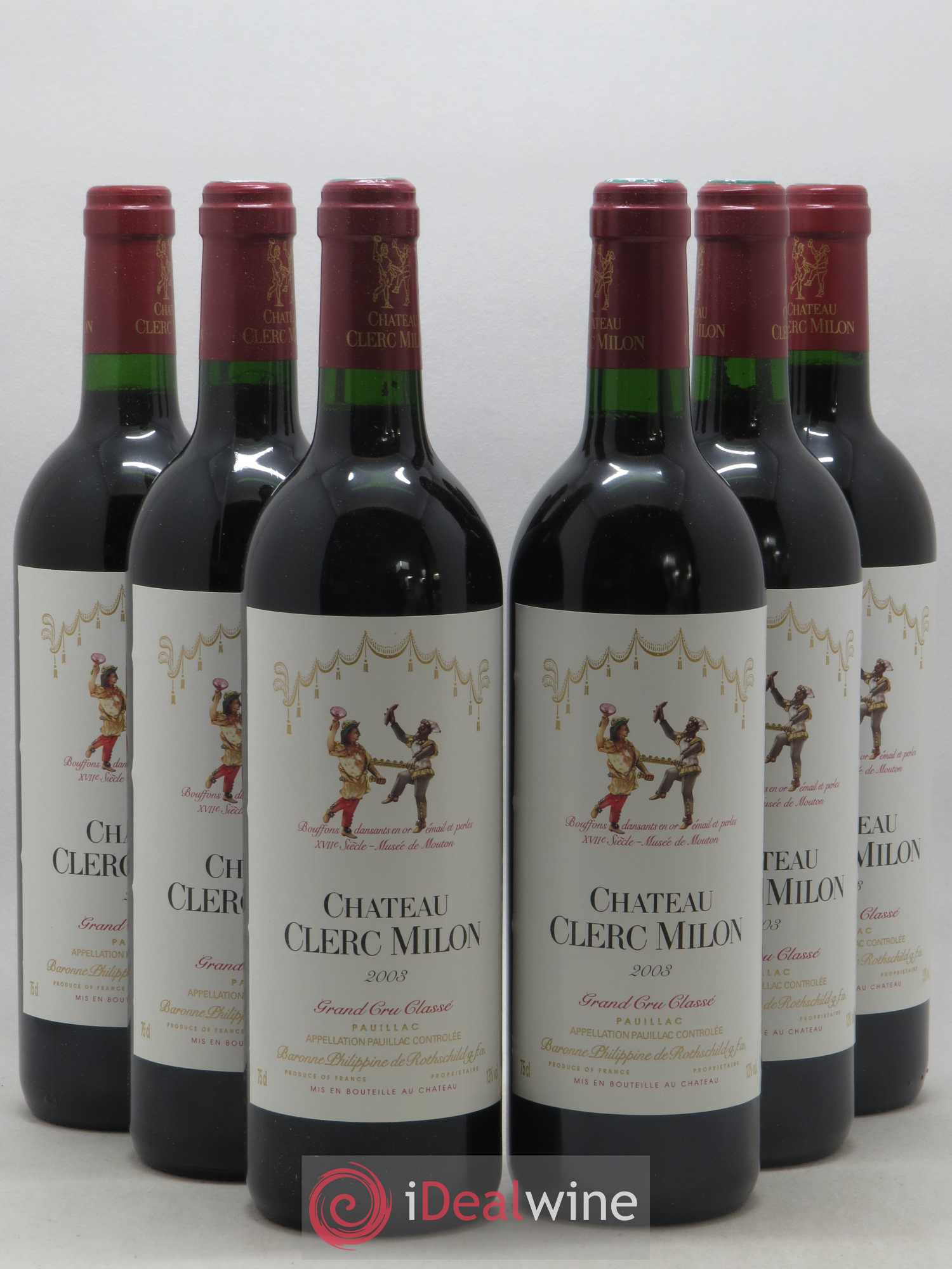 Château Clerc Milon 5ème Grand Cru Classé 2003 - Lot de 6 bouteilles - 0