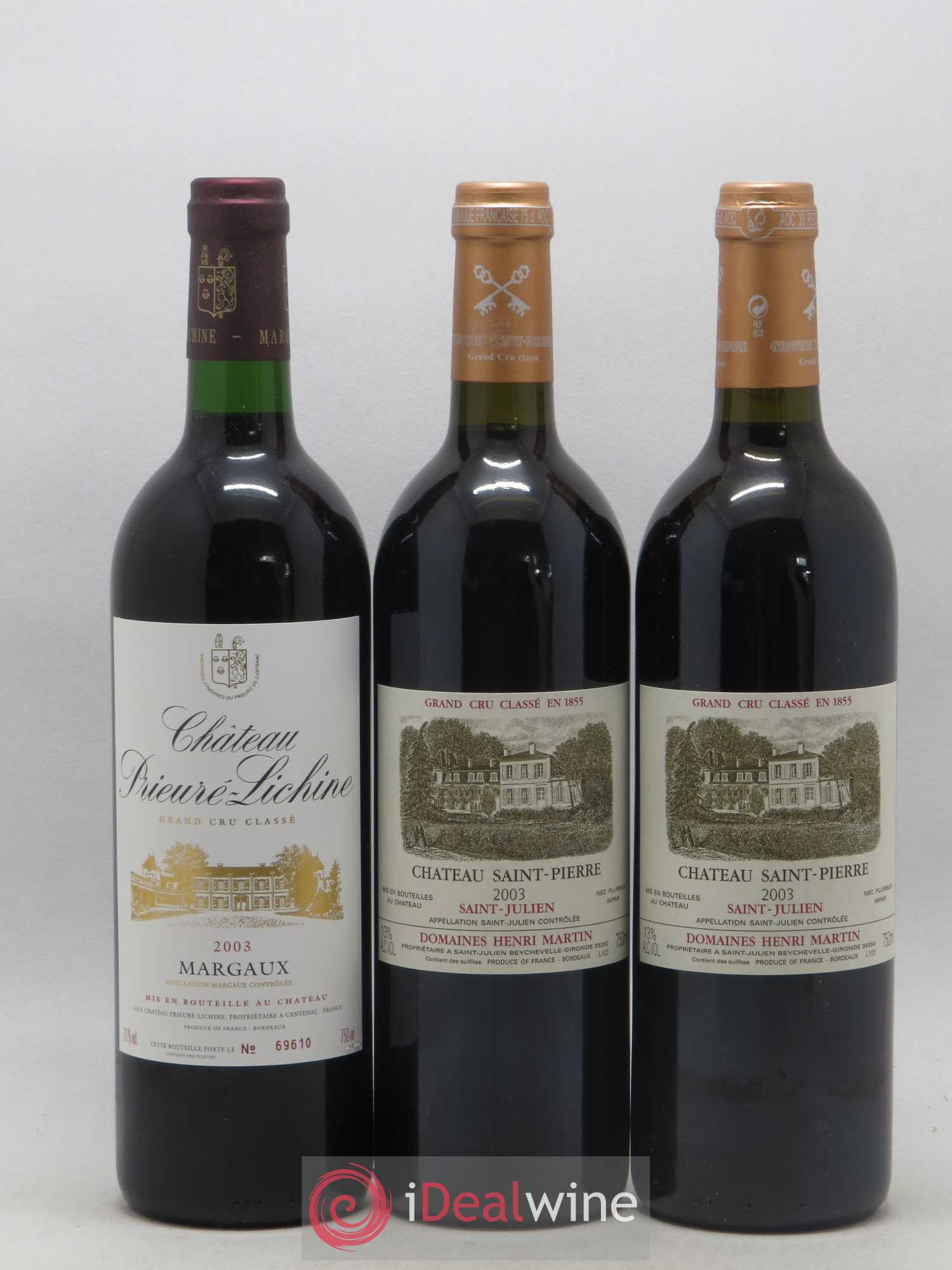 Caisse Millésima Découverte 2 Smith Haut Lafitte - 2 Prieuré Lichine - 2 Château Saint Pierre - 2 Grand Puy Lacoste - 2 Calon Ségur - 2 La Gaffelière 2003 - Posten von 12 Flaschen - 2