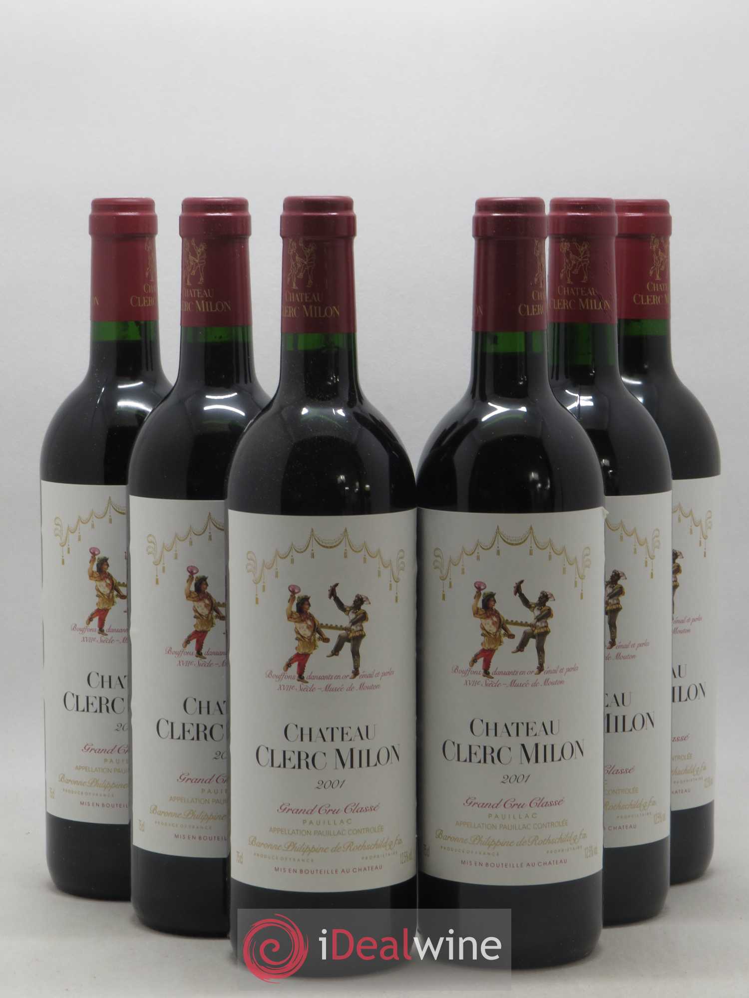 Château Clerc Milon 5ème Grand Cru Classé 2001 - Lot de 6 bouteilles - 0
