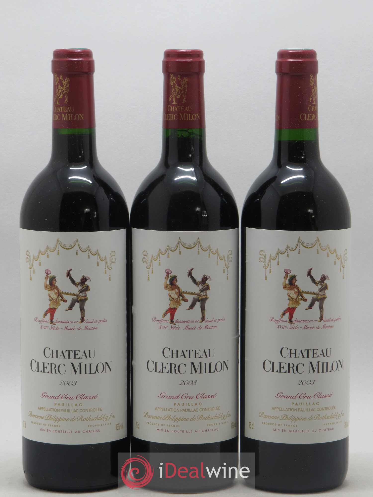 Château Clerc Milon 5ème Grand Cru Classé 2003 - Lot de 3 bouteilles - 0