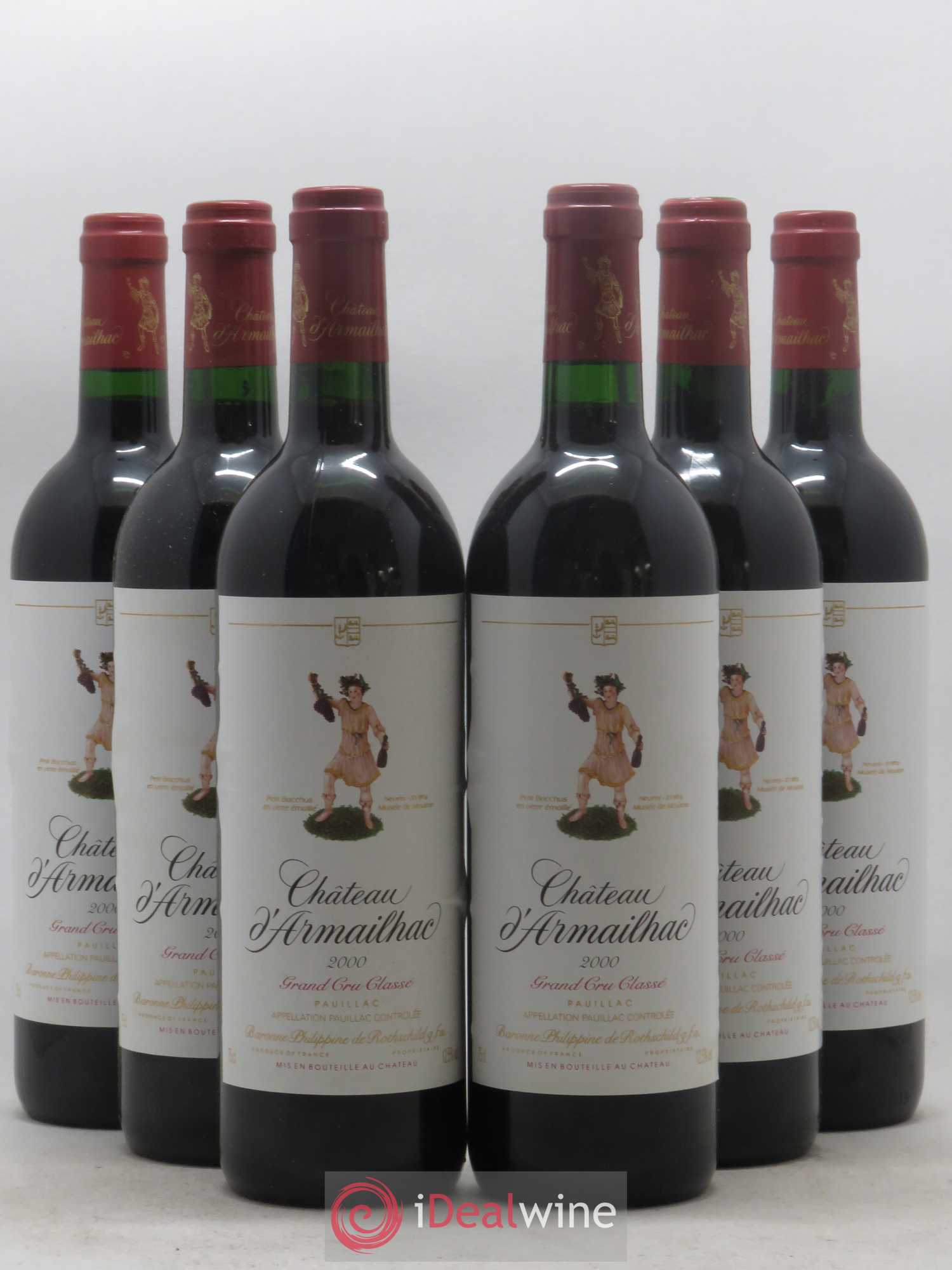 Château d' Armailhac - Mouton Baron(ne) Philippe 5ème Grand Cru Classé 2000 - Lot de 6 bouteilles - 0