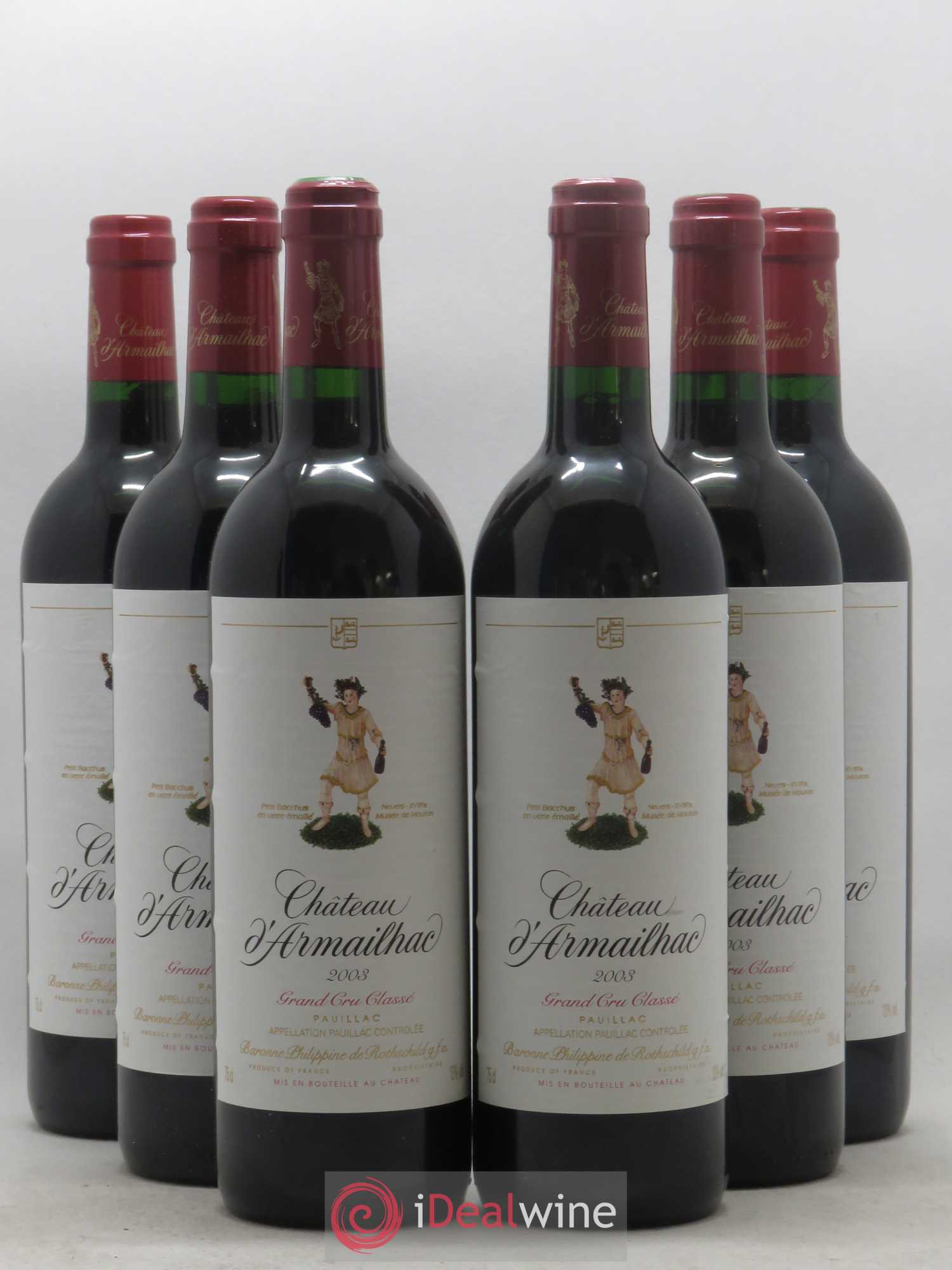 Château d' Armailhac - Mouton Baron(ne) Philippe 5ème Grand Cru Classé 2003 - Lot de 6 bouteilles - 0