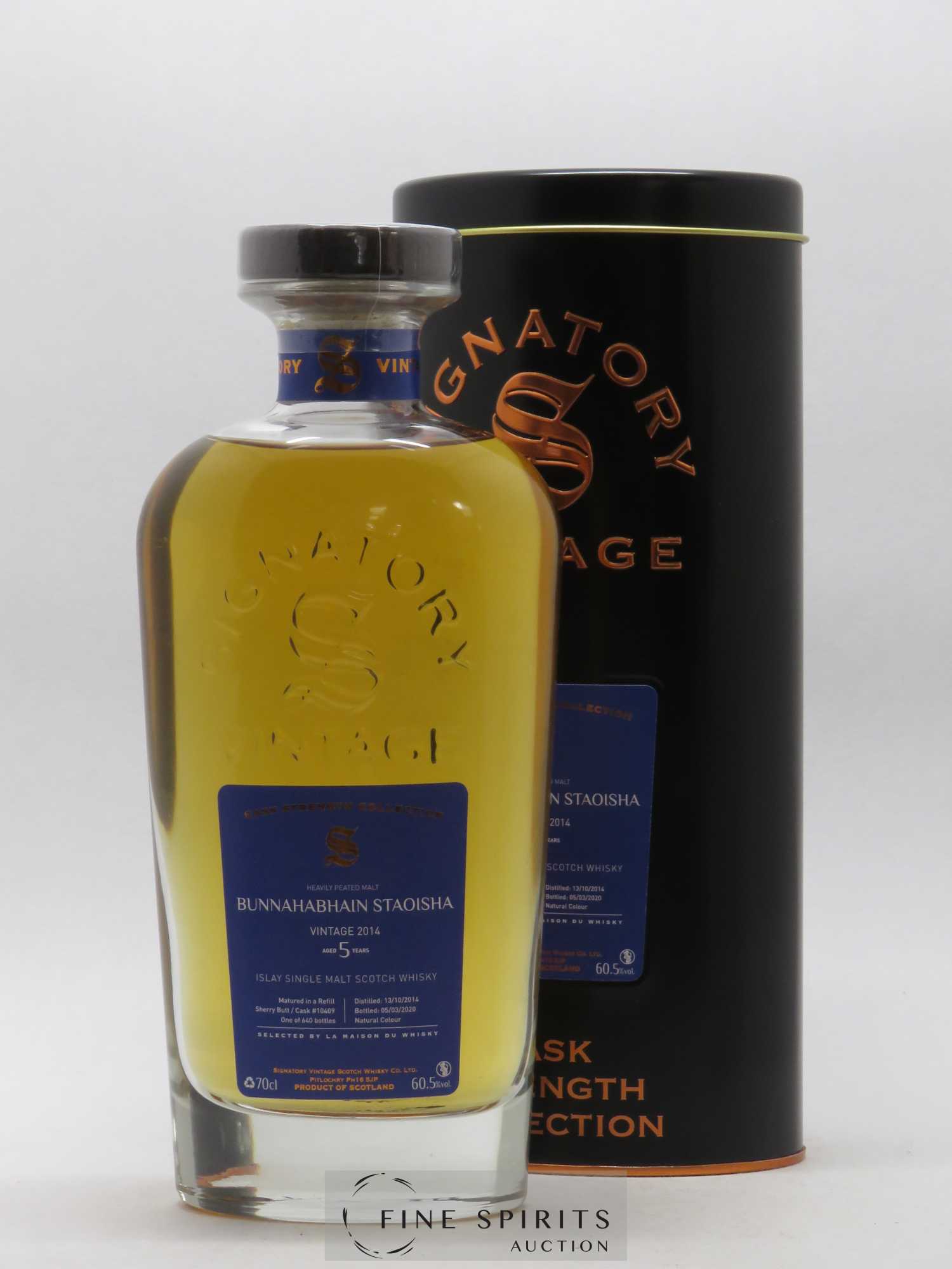 Bunnahabhain Staoisha 5 years 2014 Signatory Vintage Sherry Butt Cask n°10409 - One of 640 - bottled 2020 Cask Strength Collection - Lot de 1 bouteille - 0