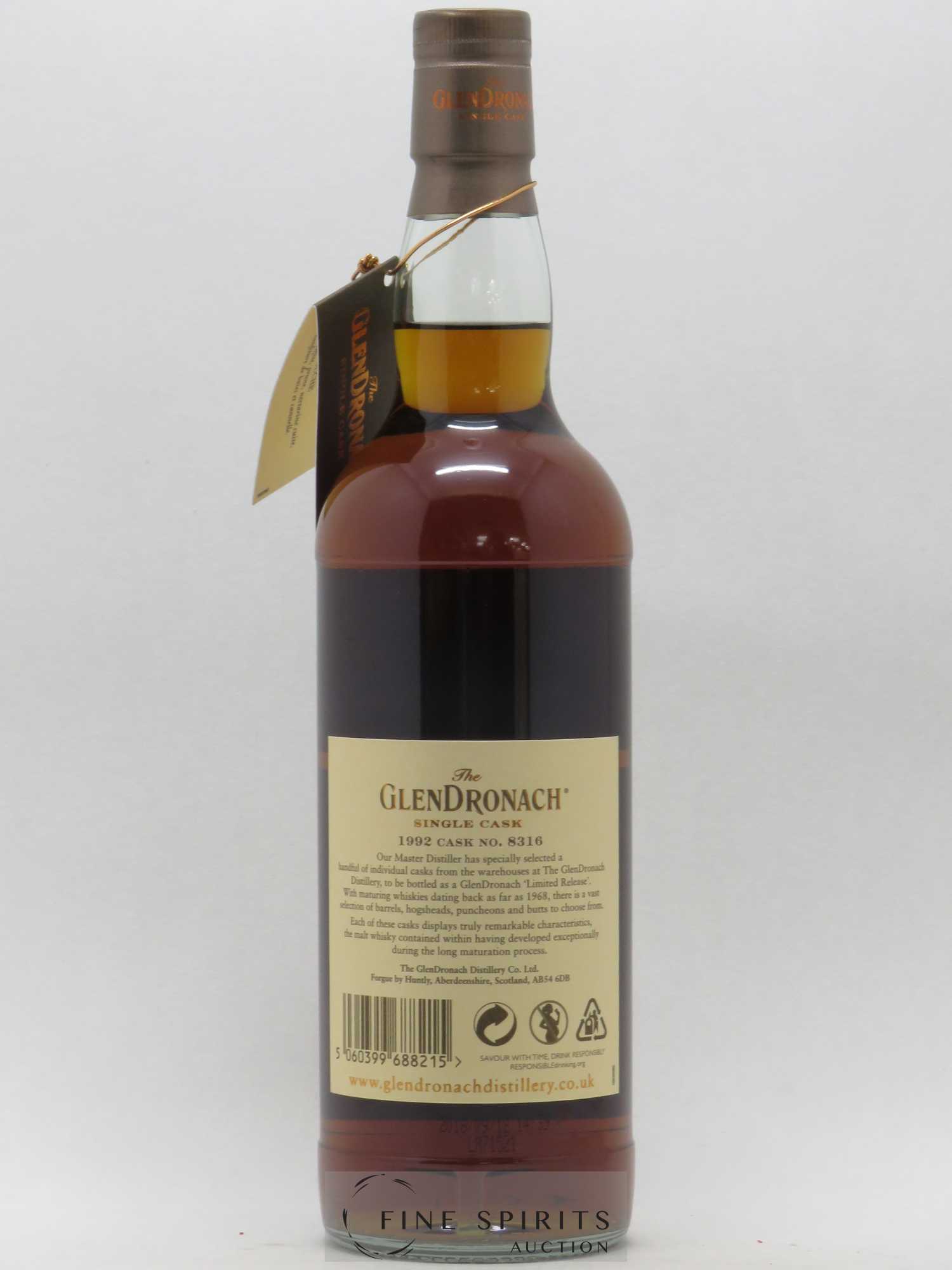 Glendronach 26 years 1992 Of. Cask n°8316 - One of 680 - bottled 2018 - Lot de 1 bouteille - 2