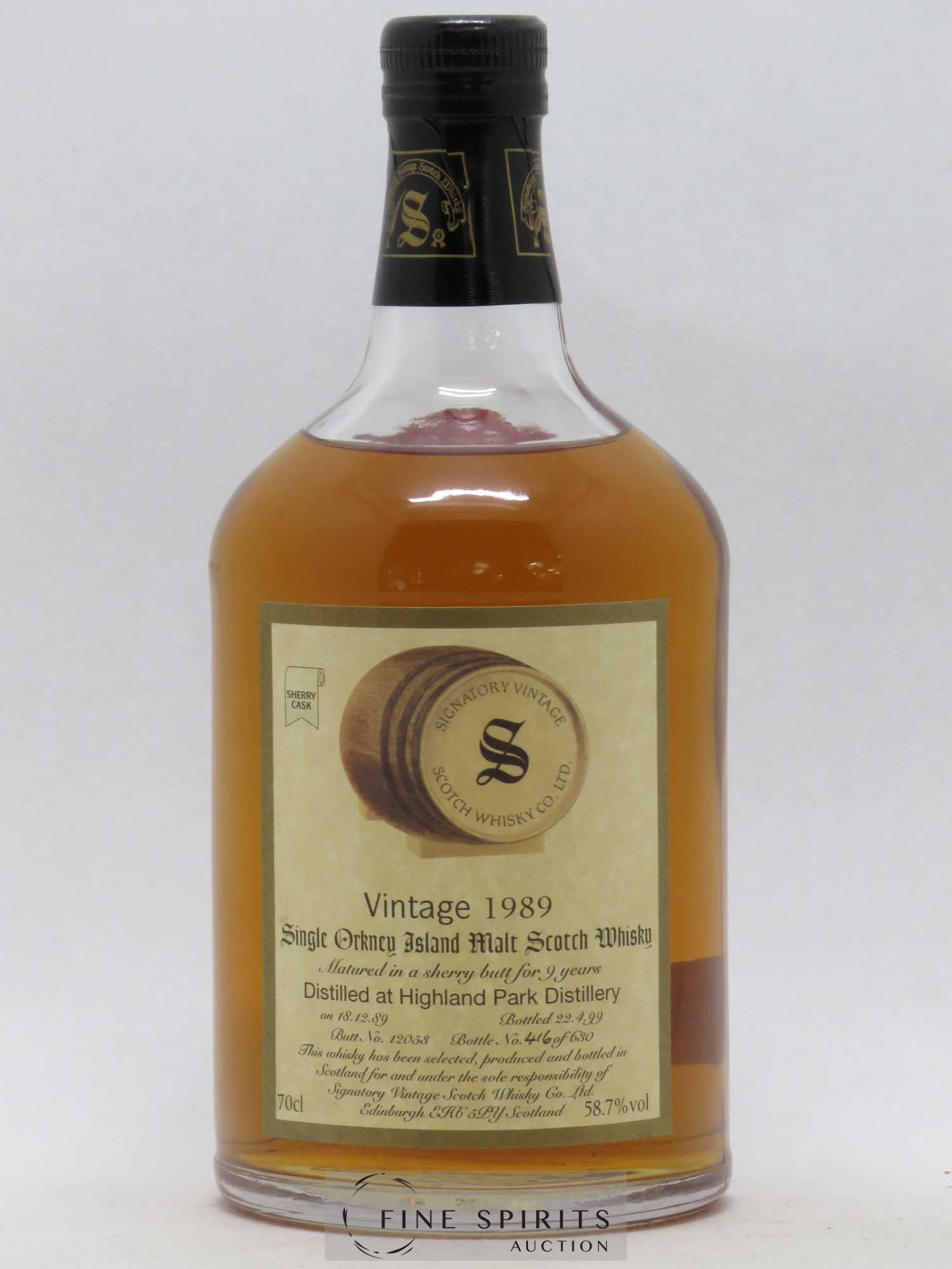 Highland Park 9 years 1989 Signatory Vintage Sherry Cask Butt n°12053 - One of 630 bottles - bottled 1999 - Lot de 1 bouteille - 1