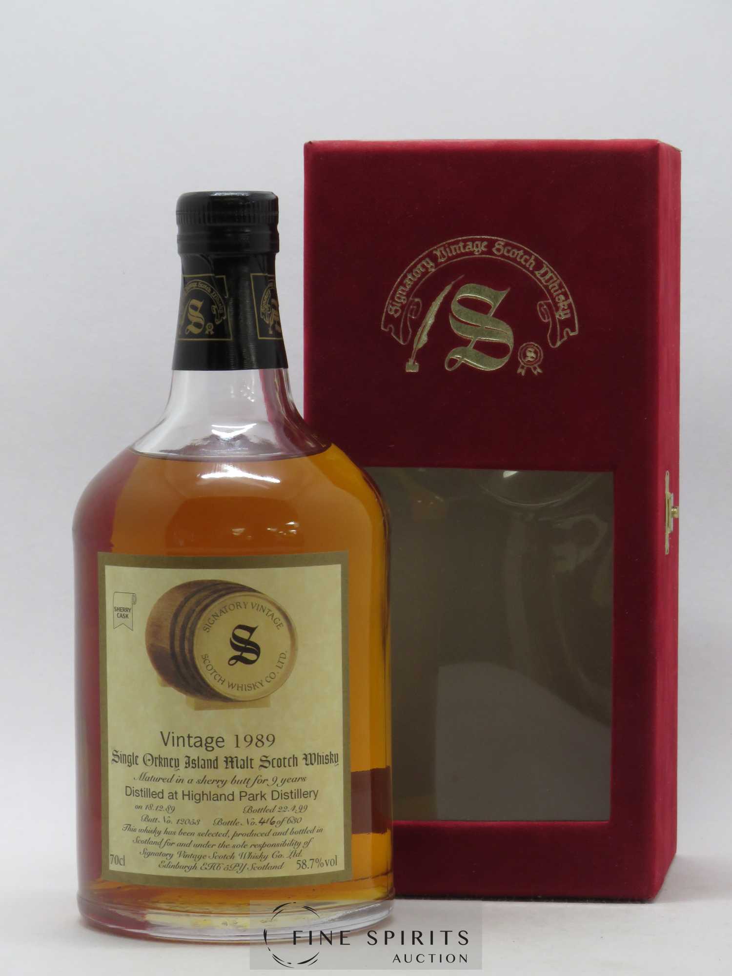 Highland Park 9 years 1989 Signatory Vintage Sherry Cask Butt n°12053 - One of 630 bottles - bottled 1999 - Lot de 1 bouteille - 0