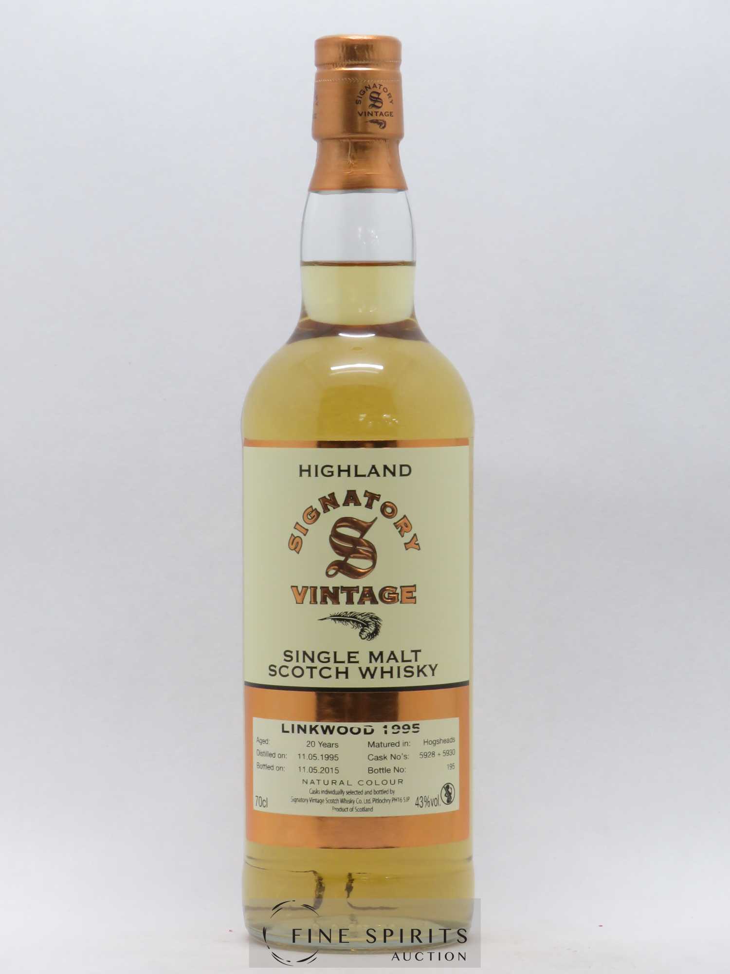 Linkwood 20 years 1995 Signatory Vintage Hogshead Cask n°5928-30 - bottled 2015 - Lot of 1 bottle - 1