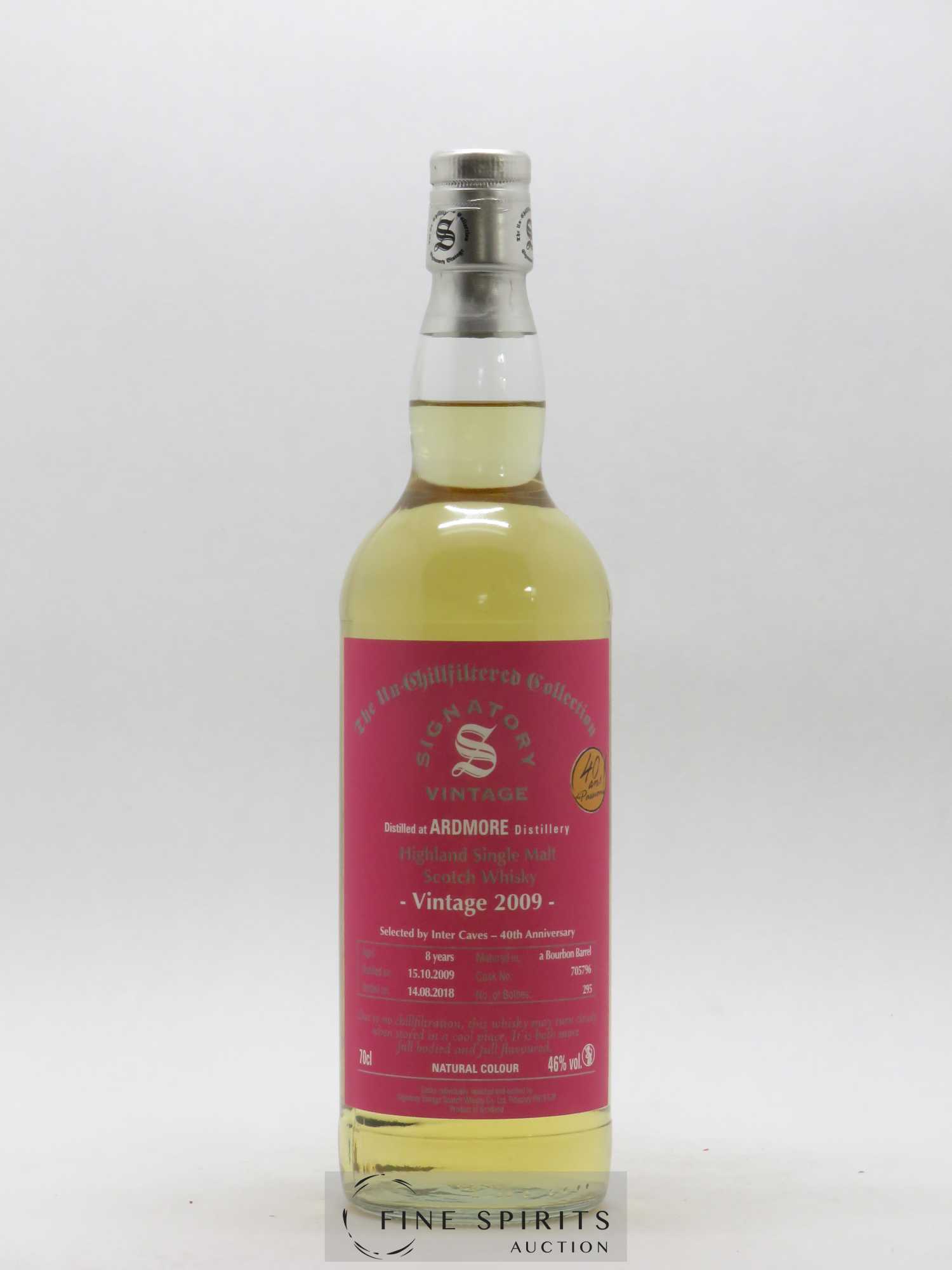 Ardmore 8 years 2009 Signatory Vintage Bourbon Cask n°705796 - bottled 2018 Intercave N°295 - Lot de 1 bouteille - 1