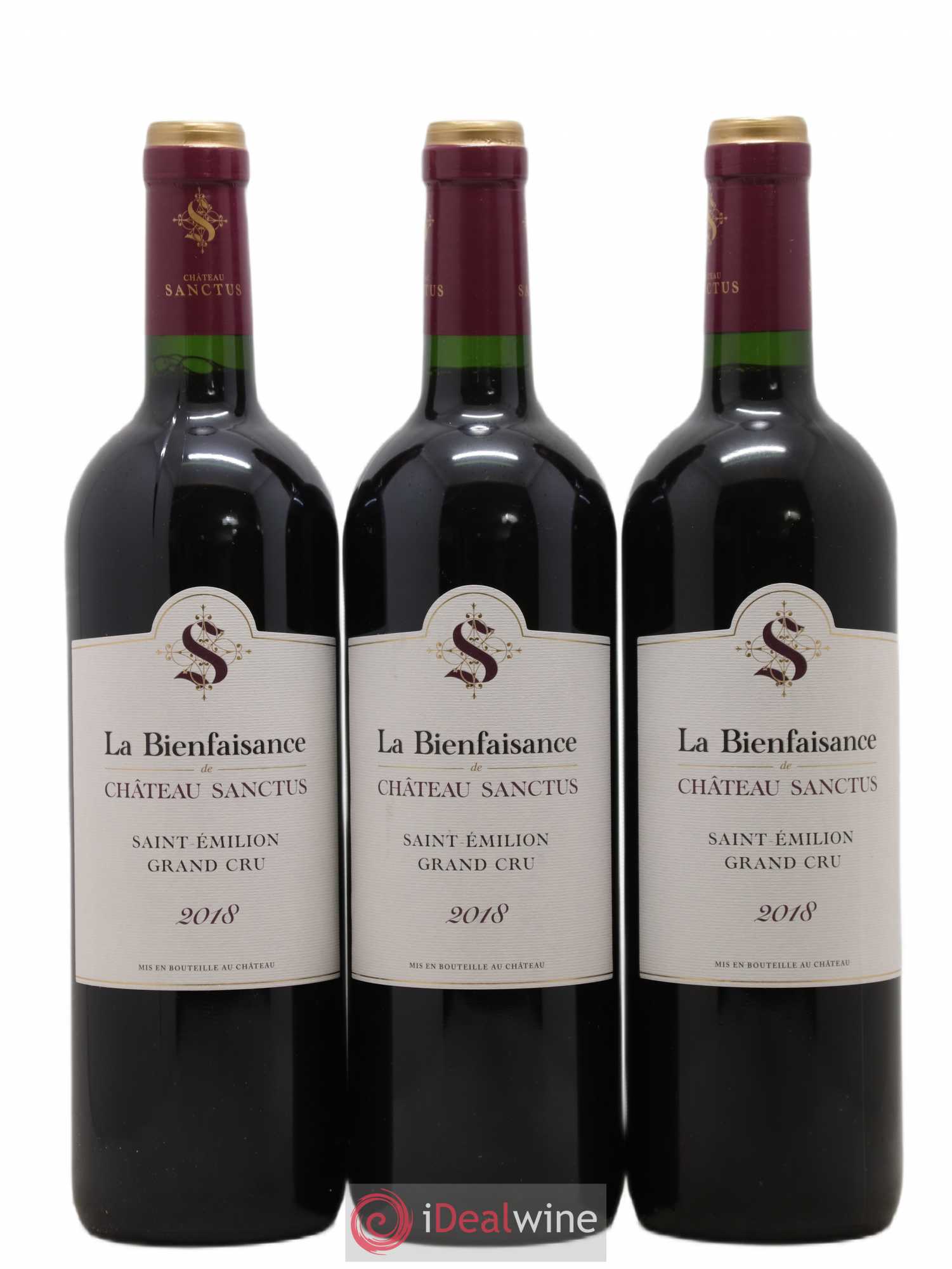 Saint-Émilion Grand Cru La Bienfaisance du Château Sanctus Château Sanctus (sans prix de réserve) 2018 - Posten von 3 Flaschen - 0