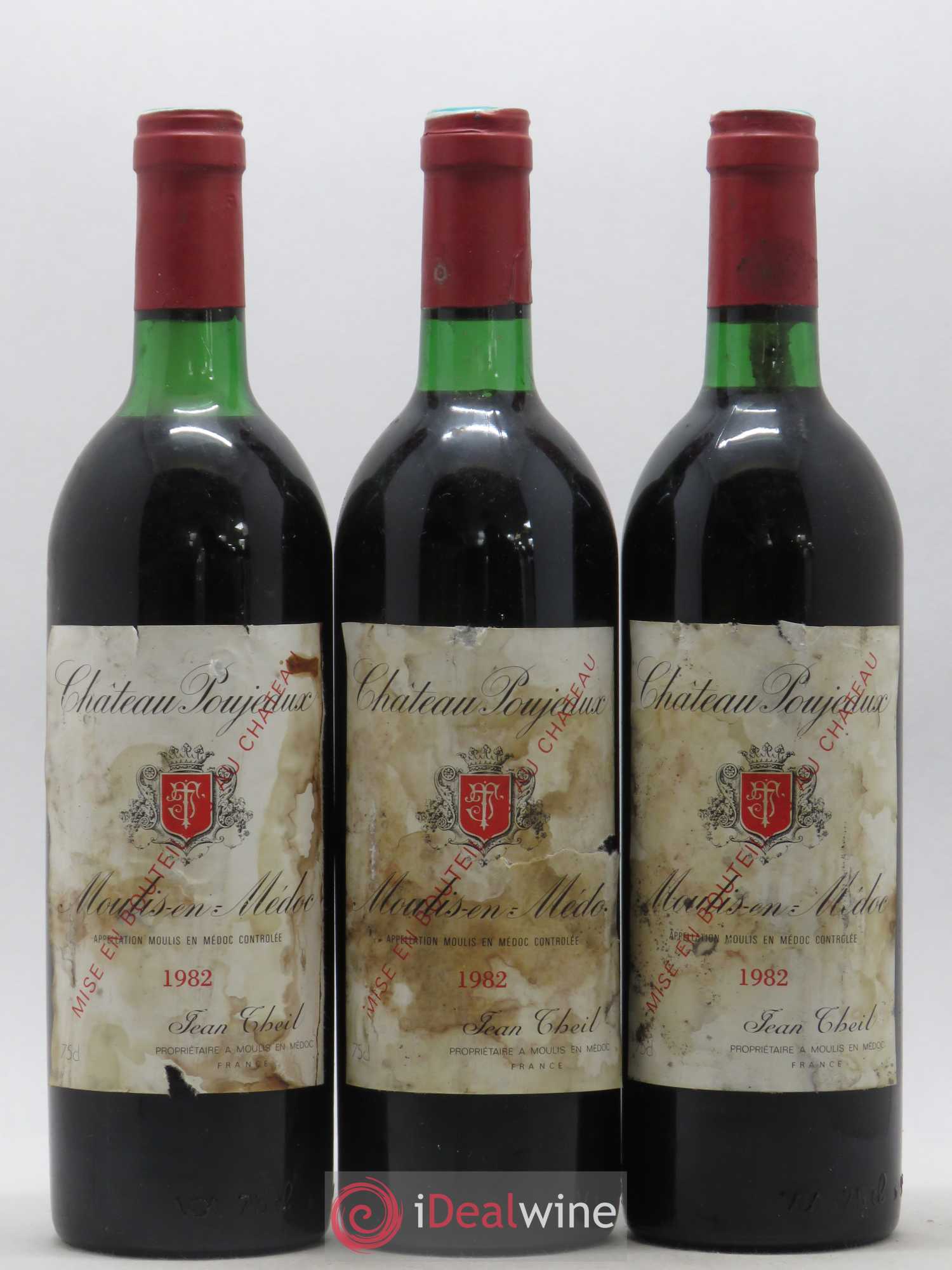Château Poujeaux 1982 - Lot de 3 bouteilles - 0