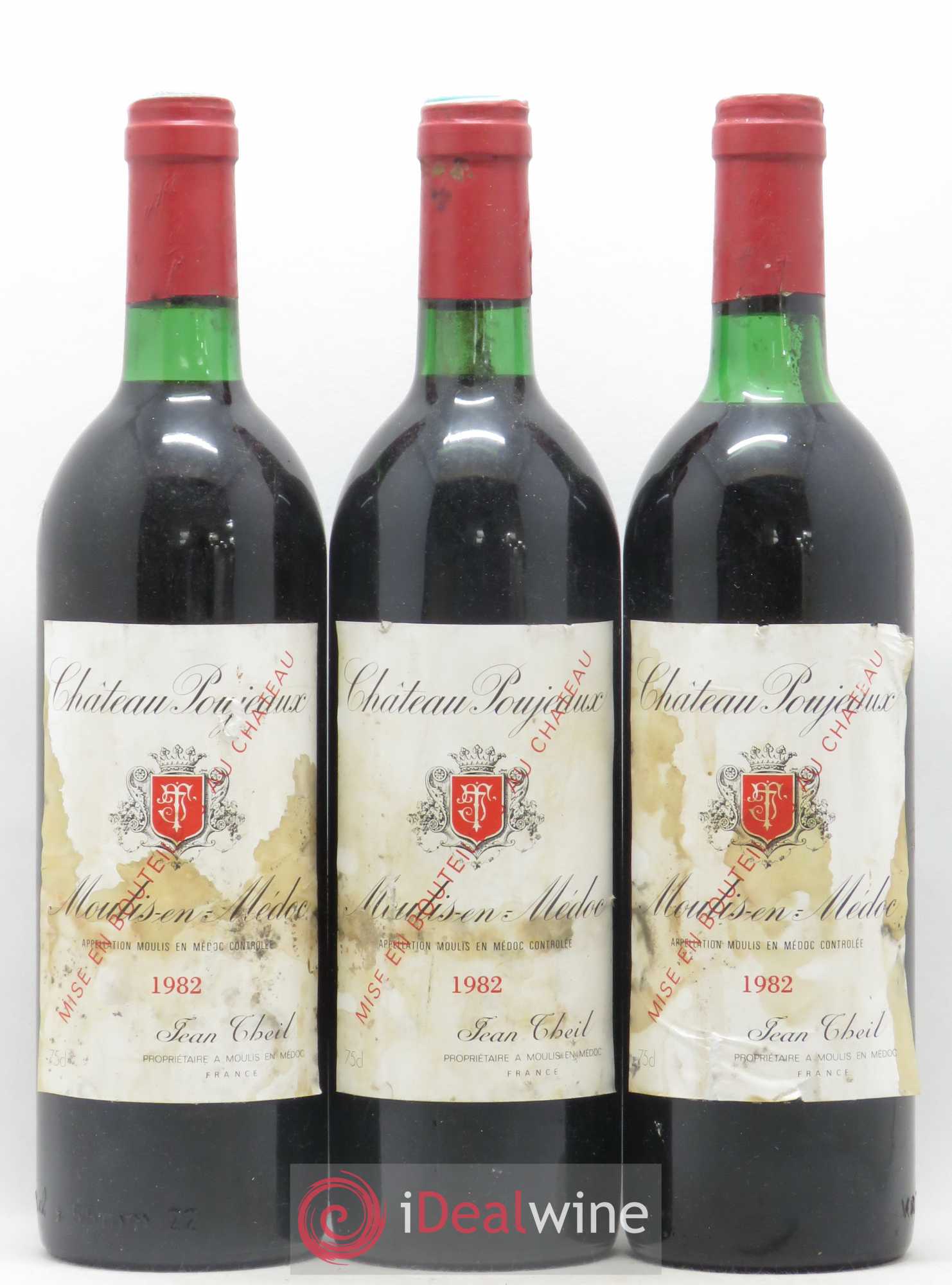 Château Poujeaux 1982 - Lot de 3 bouteilles - 0
