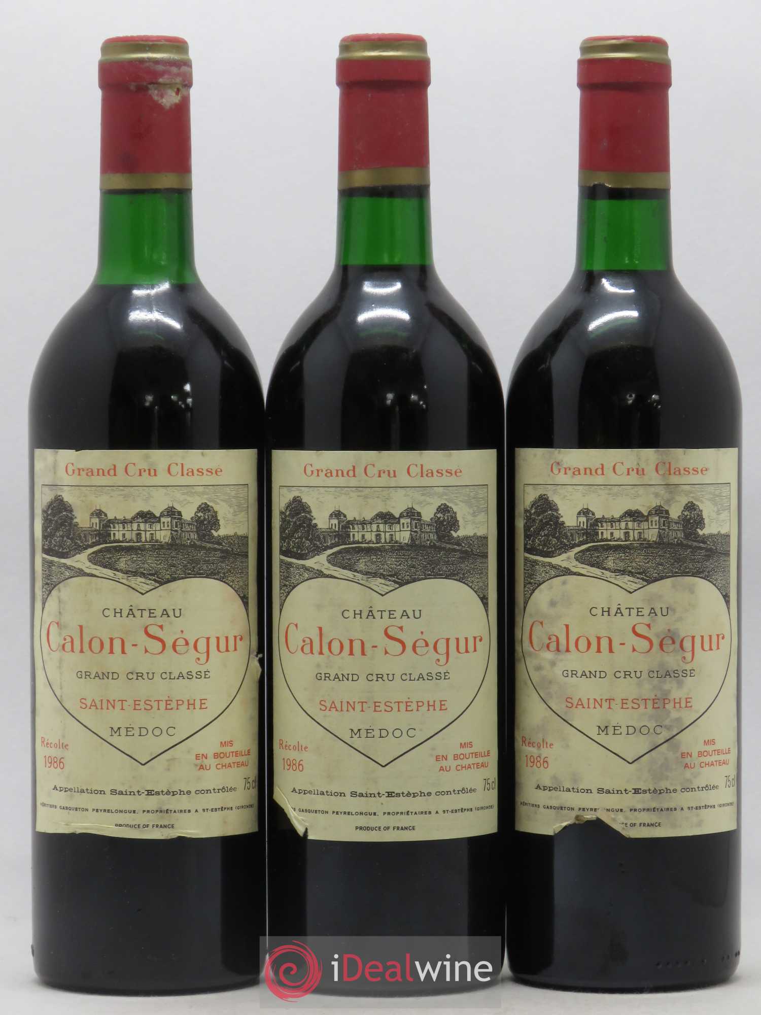 Château Calon Ségur 3ème Grand Cru Classé 1986 - Lot de 3 bouteilles - 0