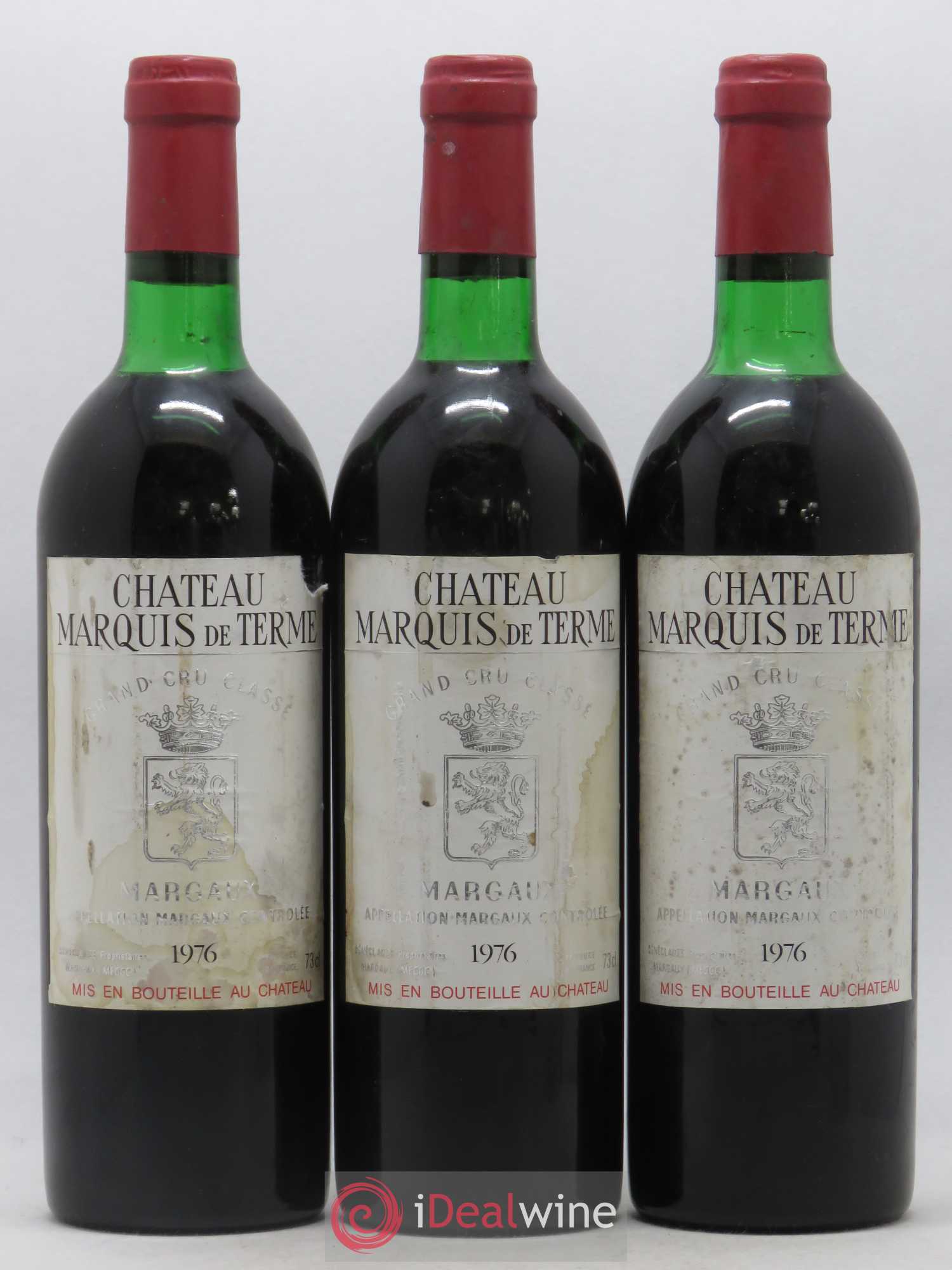 Château Marquis de Terme 4ème Grand Cru Classé 1976 - Lot de 3 bouteilles - 0
