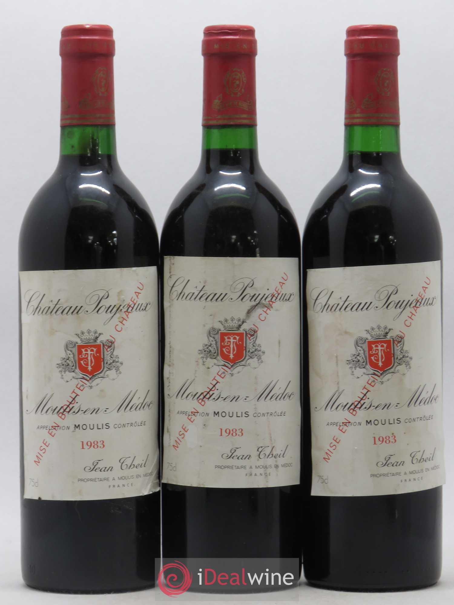 Château Poujeaux 1983 - Lot de 3 bouteilles - 0