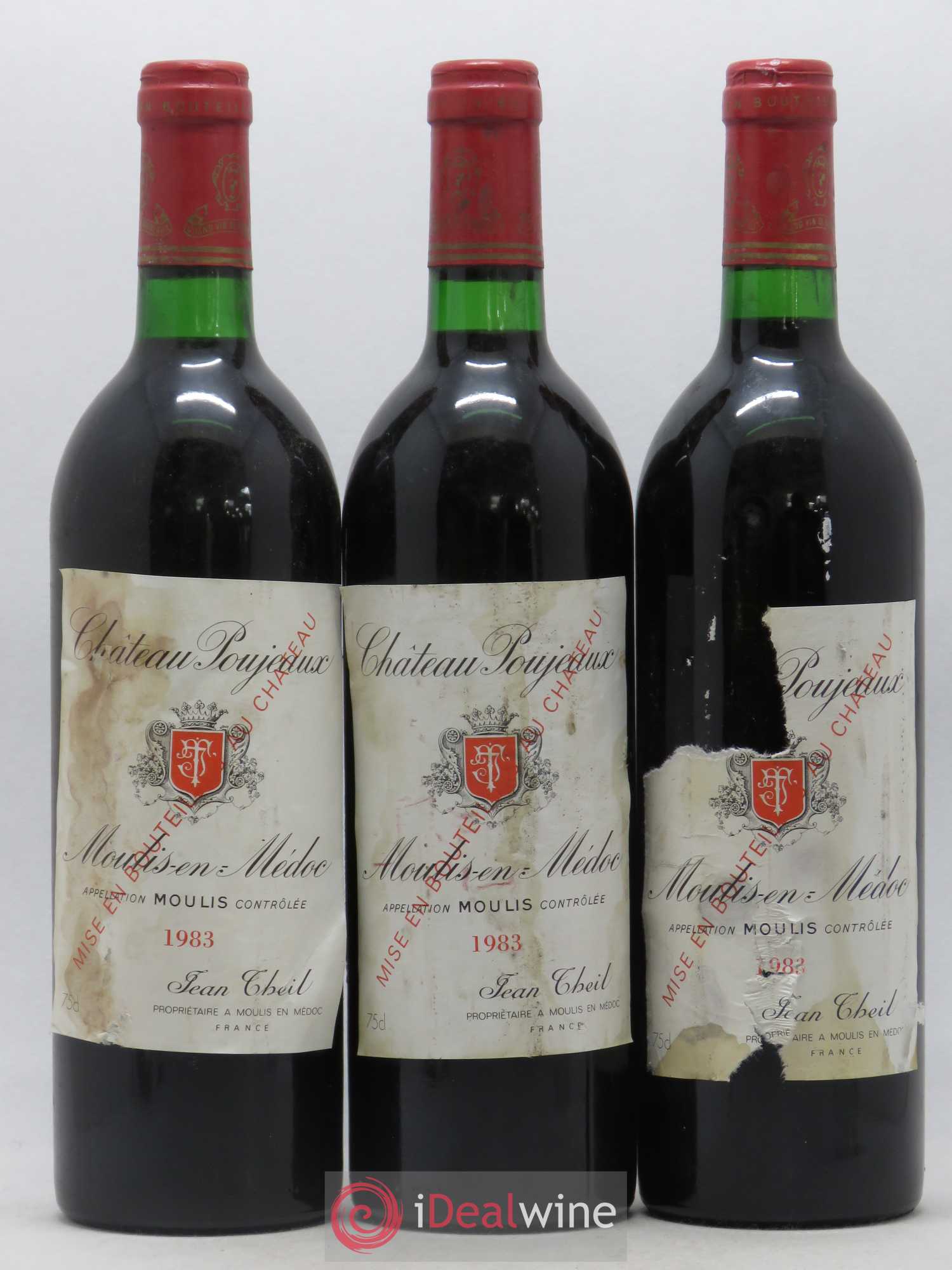 Château Poujeaux 1983 - Lot de 3 bouteilles - 0