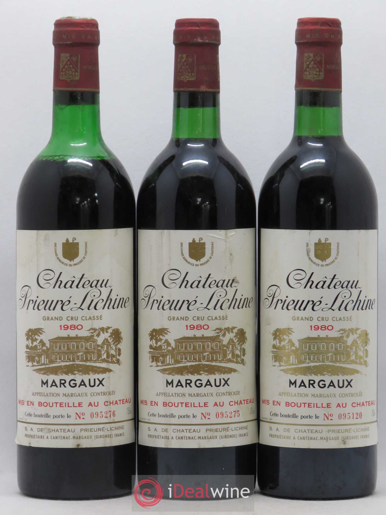 Château Prieuré Lichine 4ème Grand Cru Classé 1980 - Lot de 3 bouteilles - 0