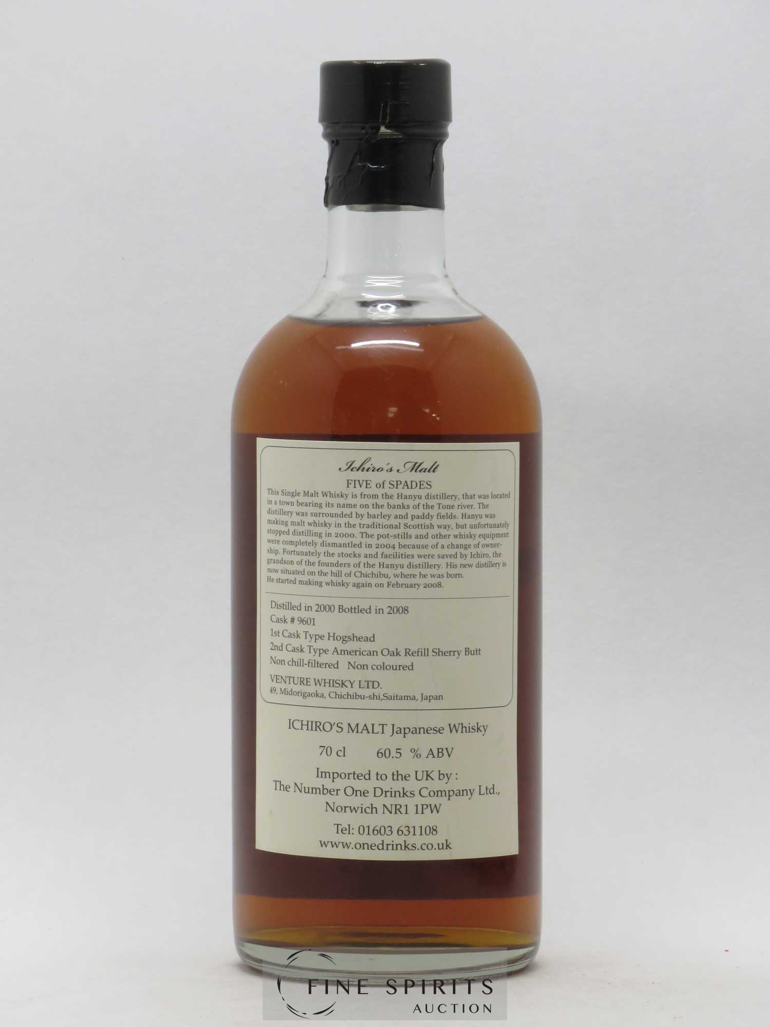 Ichiro's Malt 2000 Of. Five of Spades One of 632 bottles - Cask n°9601 - bottled 2008 Venture Whisky Card - Posten von 1 Flasche - 1