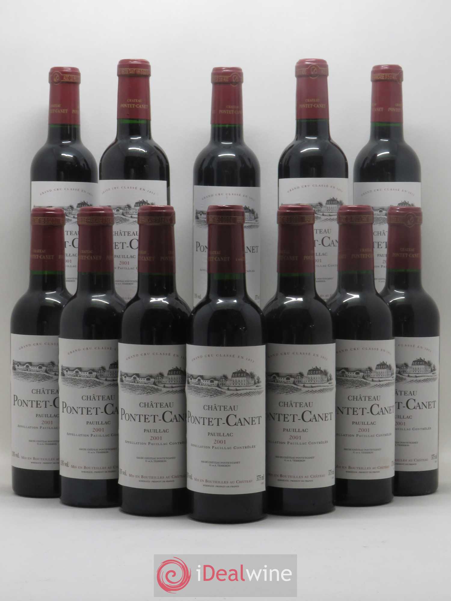 Château Pontet Canet 5ème Grand Cru Classé 2001 - Lot de 12 demi bouteilles - 0