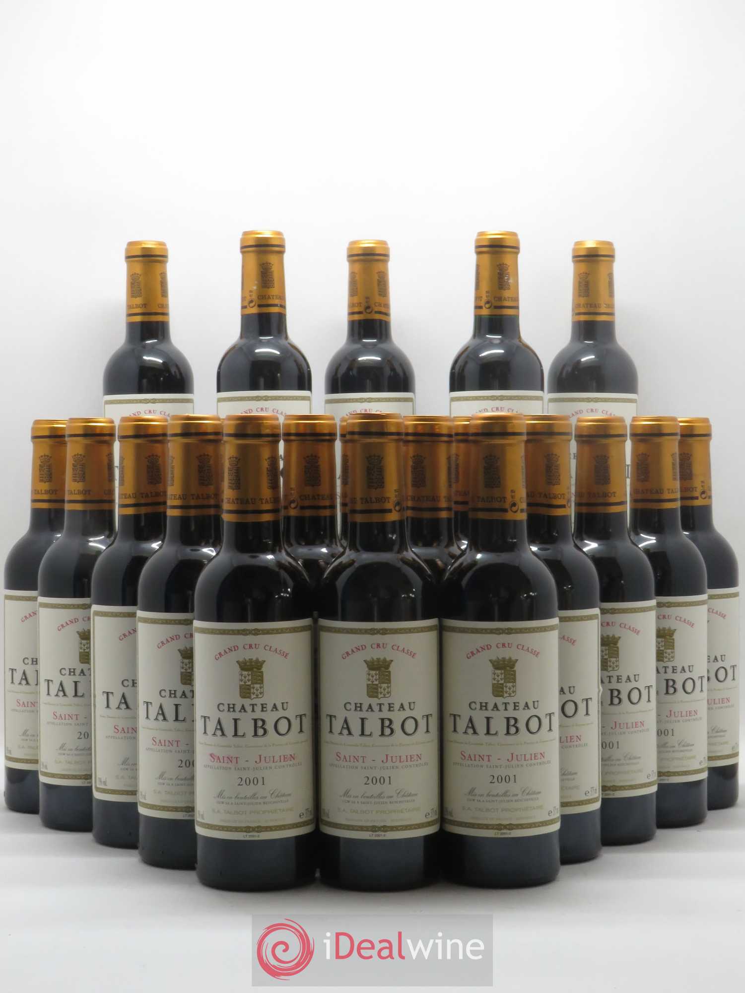 Château Talbot 4ème Grand Cru Classé 2001 - Lot de 24 demi bouteilles - 0
