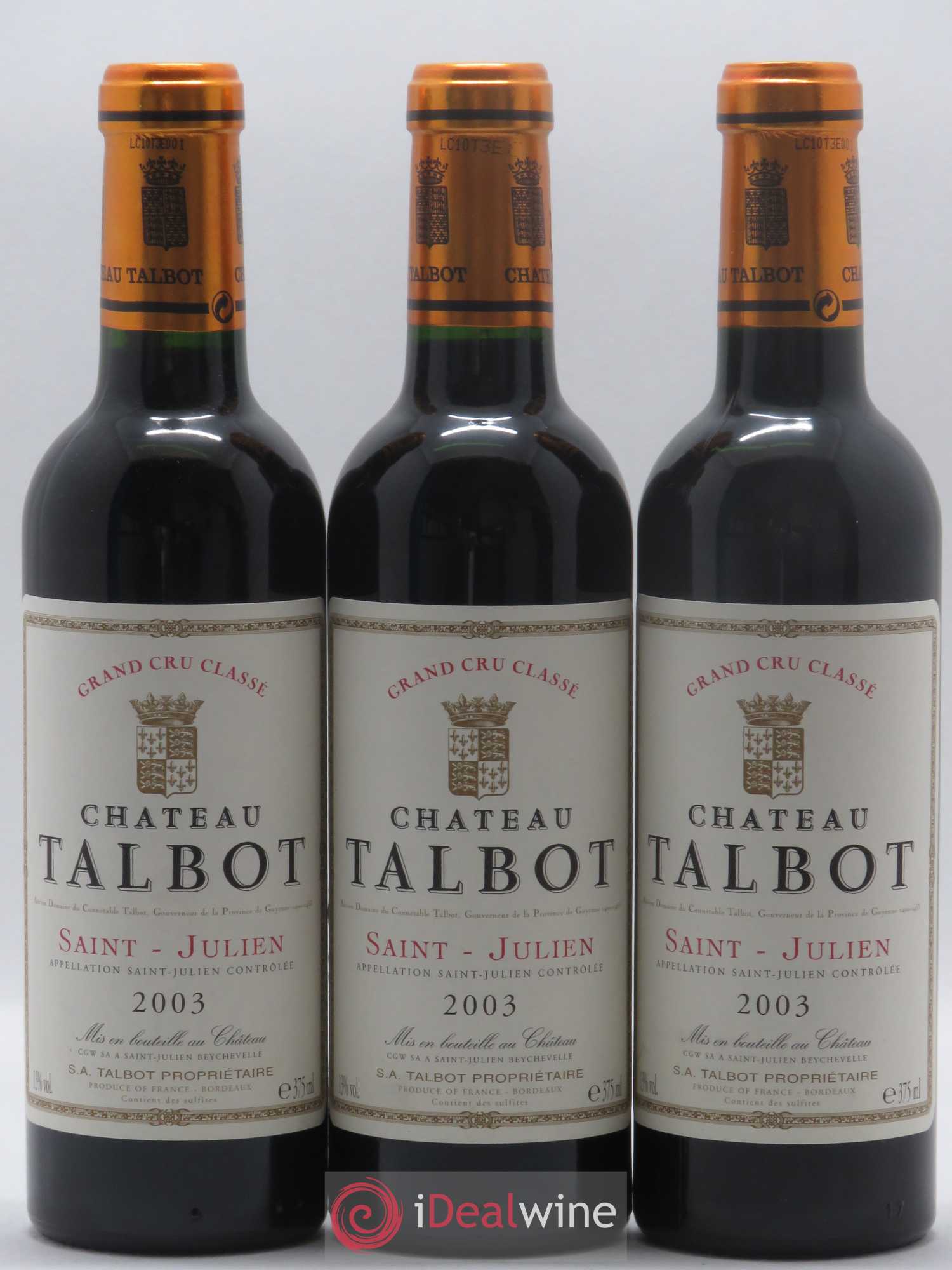 Château Talbot 4ème Grand Cru Classé 2003 - Lot de 24 demi bouteilles - 2