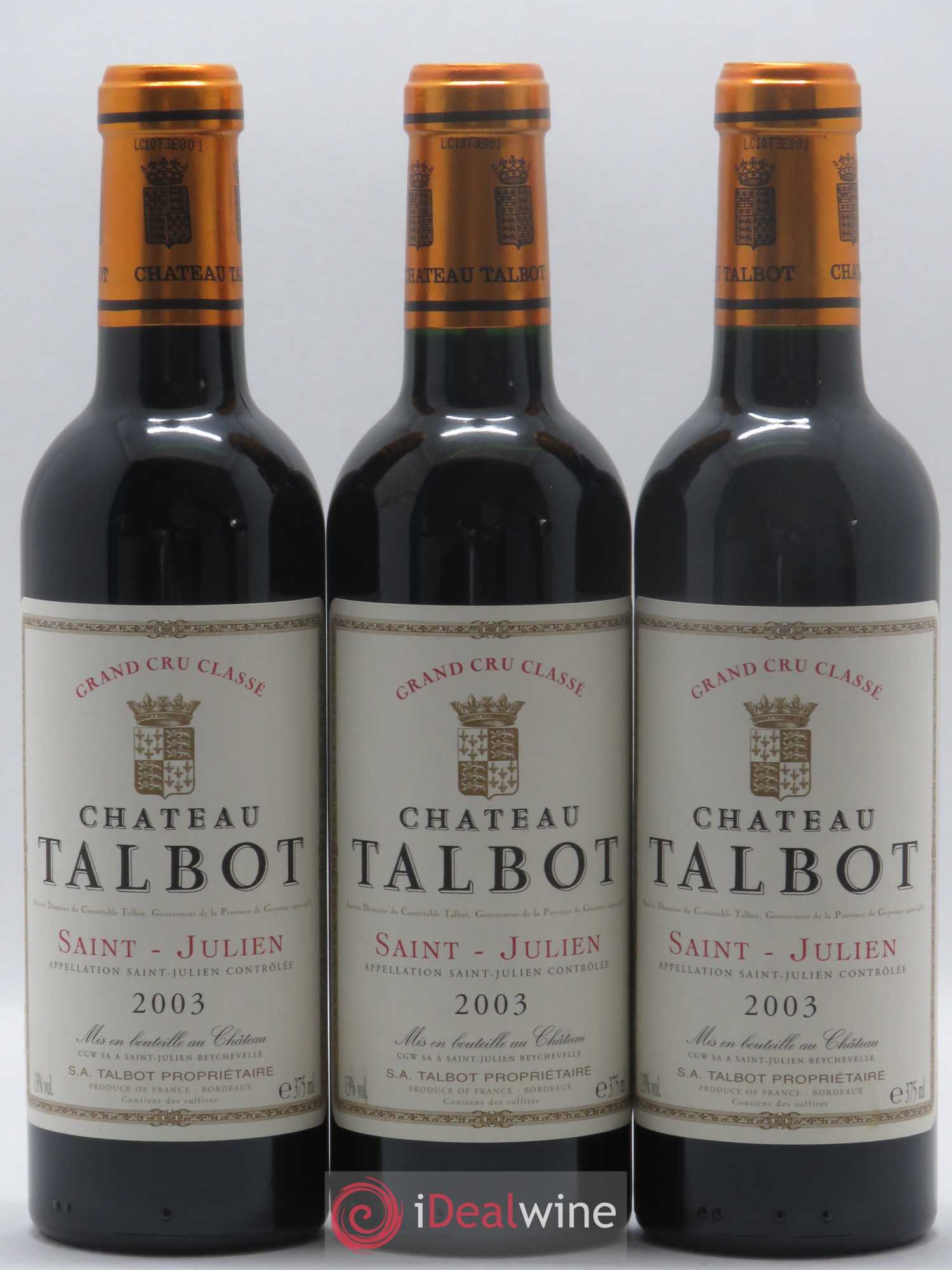 Château Talbot 4ème Grand Cru Classé 2003 - Lot de 24 demi bouteilles - 6