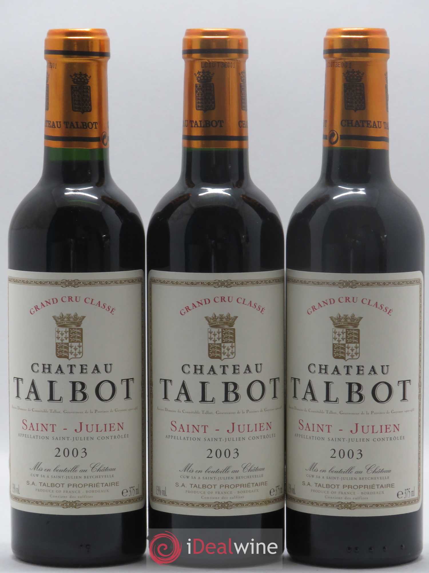 Château Talbot 4ème Grand Cru Classé 2003 - Lot de 24 demi bouteilles - 8