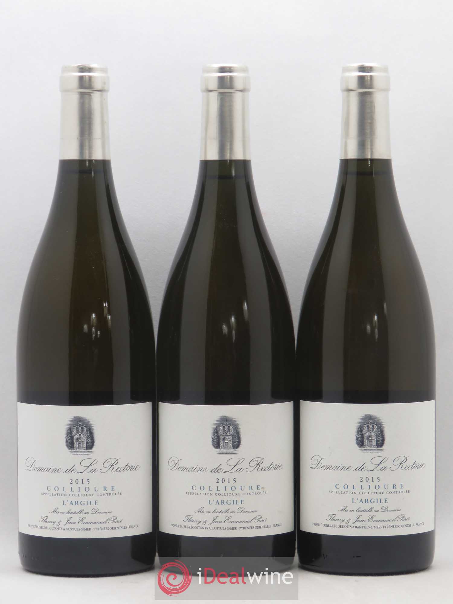 Collioure La Rectorie (Domaine de) L'Argile Thierry et Jean Emmanuel Parcé (sans prix de réserve) 2015 - Lot de 3 bouteilles - 0