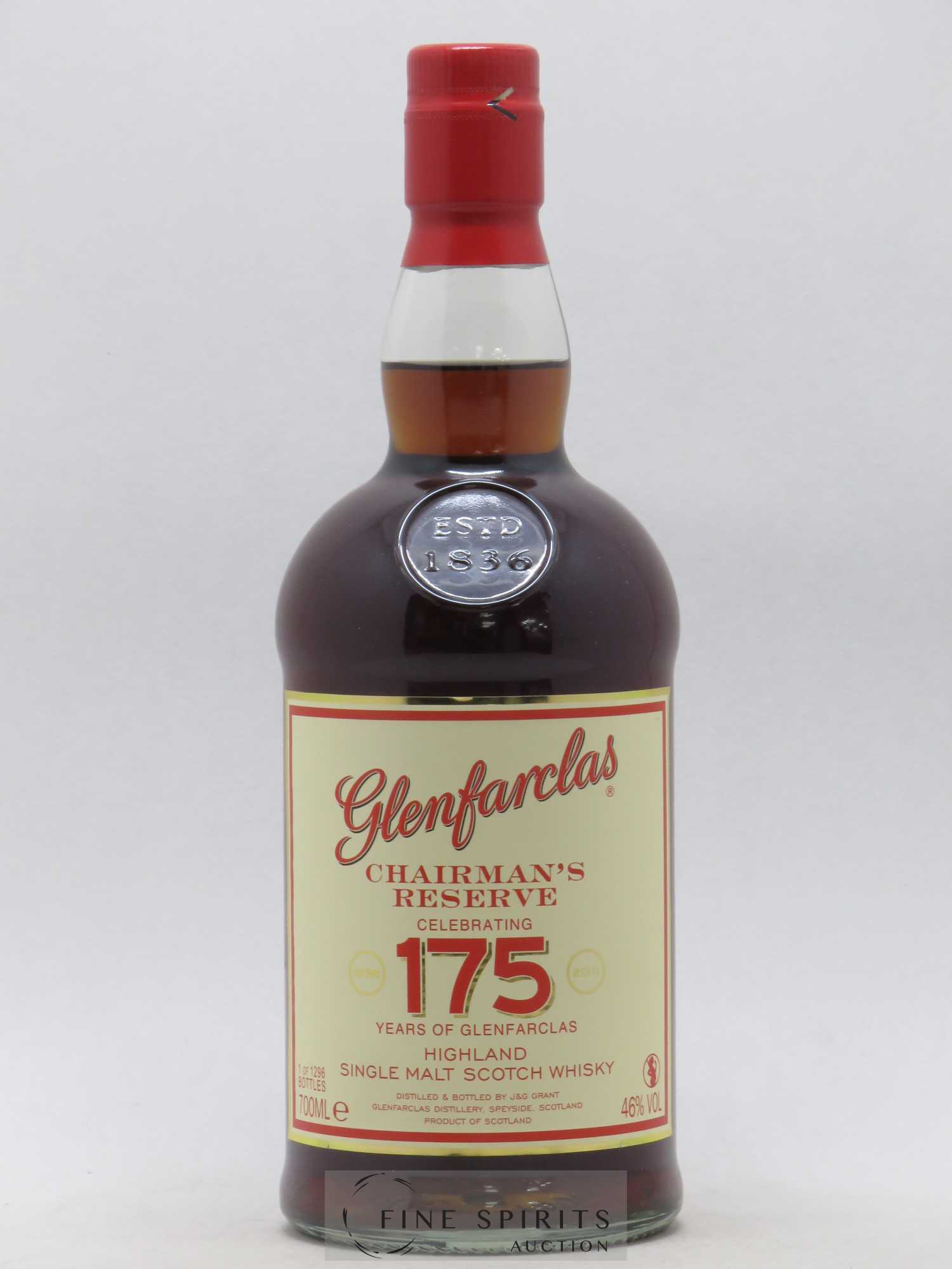Glenfarclas Of. Chairman's Reserve One of 1296 bottles - bottled 2011 Celebrating 175 years of Glenfarclas - Lot de 1 bouteille - 2