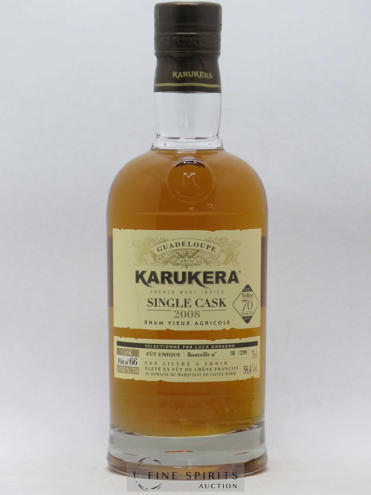 Karukera 2008 Of. Single Cask n°66 - One of 299 - bottled 2017 70th Anniversary Velier - Lot de 1 bouteille - 1
