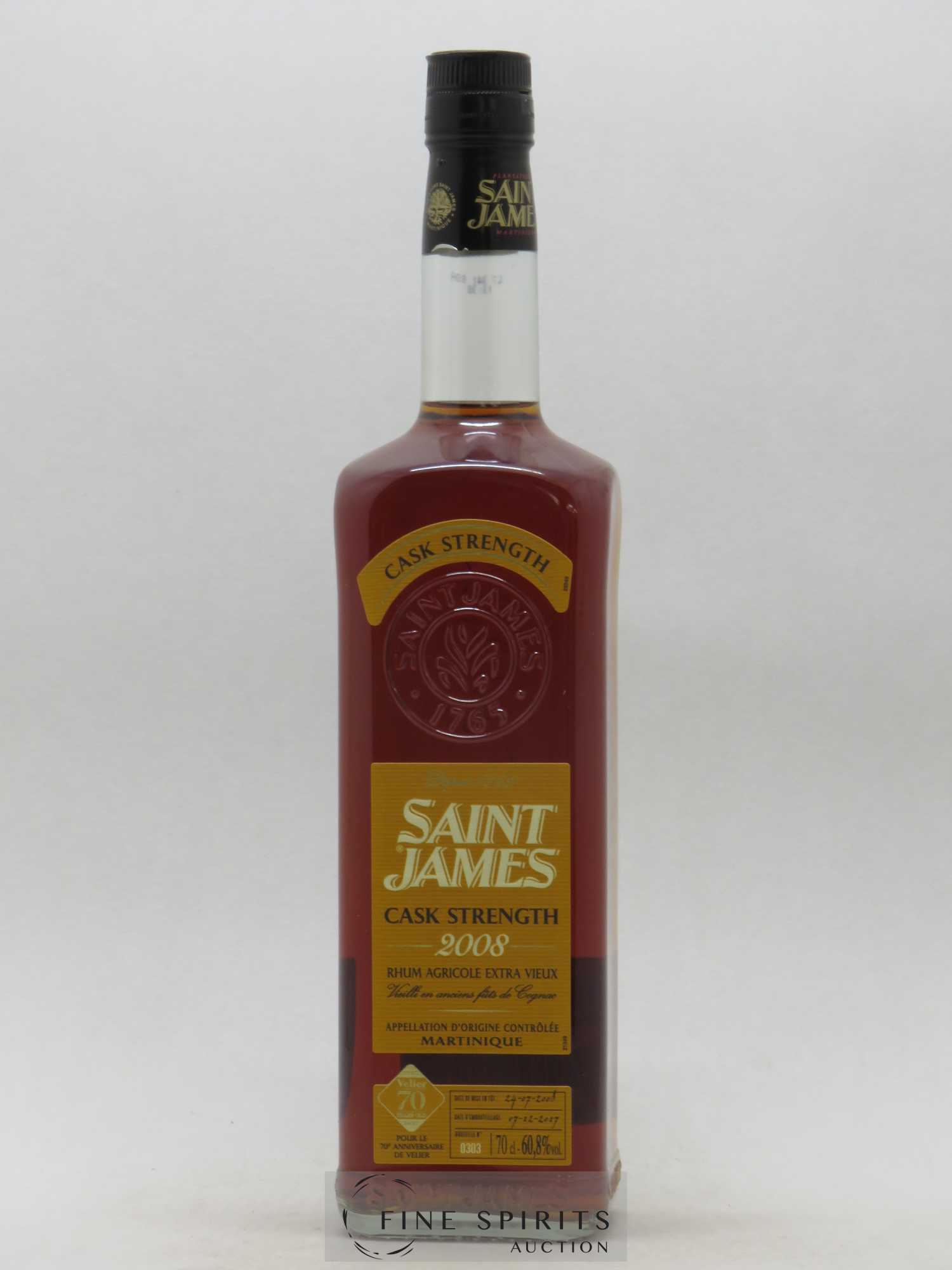 Saint James 2008 Of. bottled 2017 Velier 70th Anniversary Cask Strengh - Lot de 1 bouteille - 1