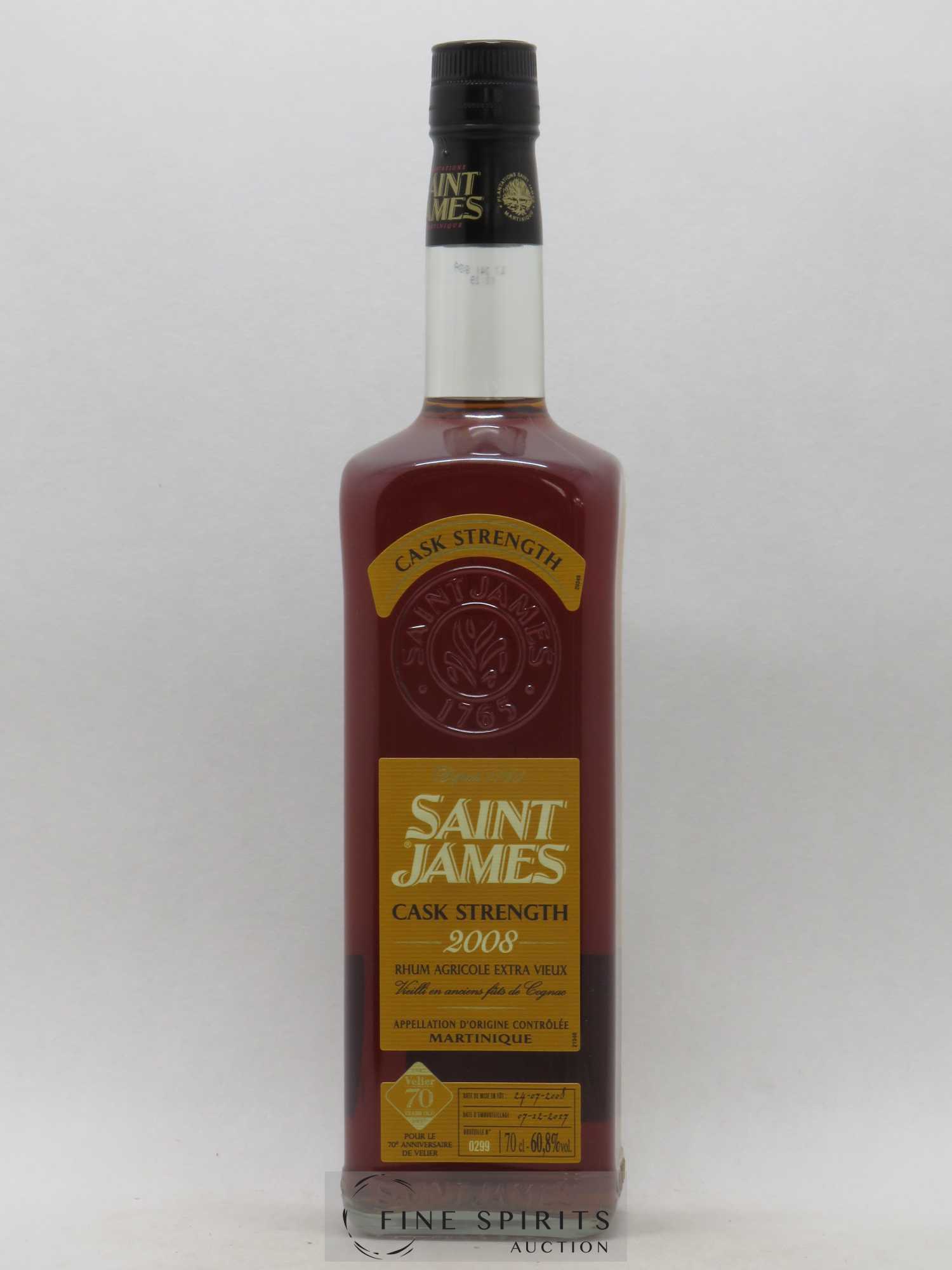 Saint James 2008 Of. bottled 2017 Velier 70th Anniversary Cask Strengh - Lot de 1 bouteille - 1