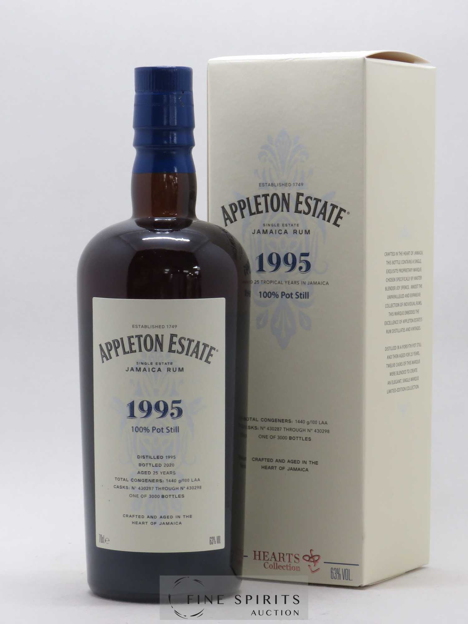 Appleton Estate 25 years 1995 Of. Pot Still Cask n°430287 through n°430298 - One of 3000 - bottled 2020 Hearts Collection - Lot de 1 bouteille - 0