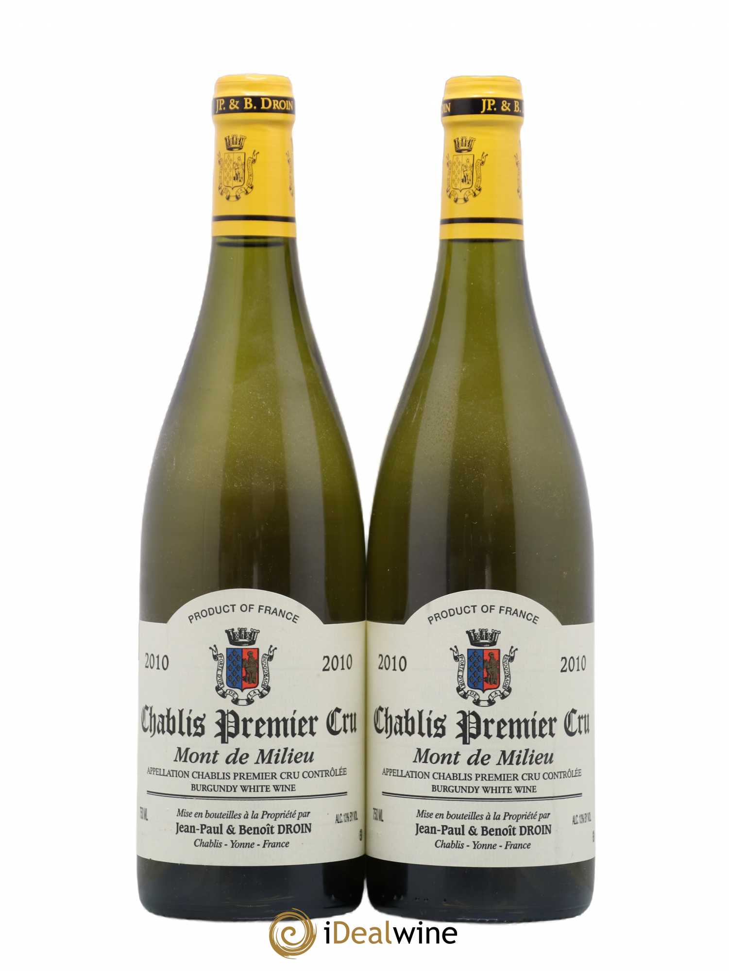 Chablis 1er Cru Mont de Milieu Jean-Paul & Benoît Droin (Domaine) 2010 - Lot de 2 bouteilles - 0