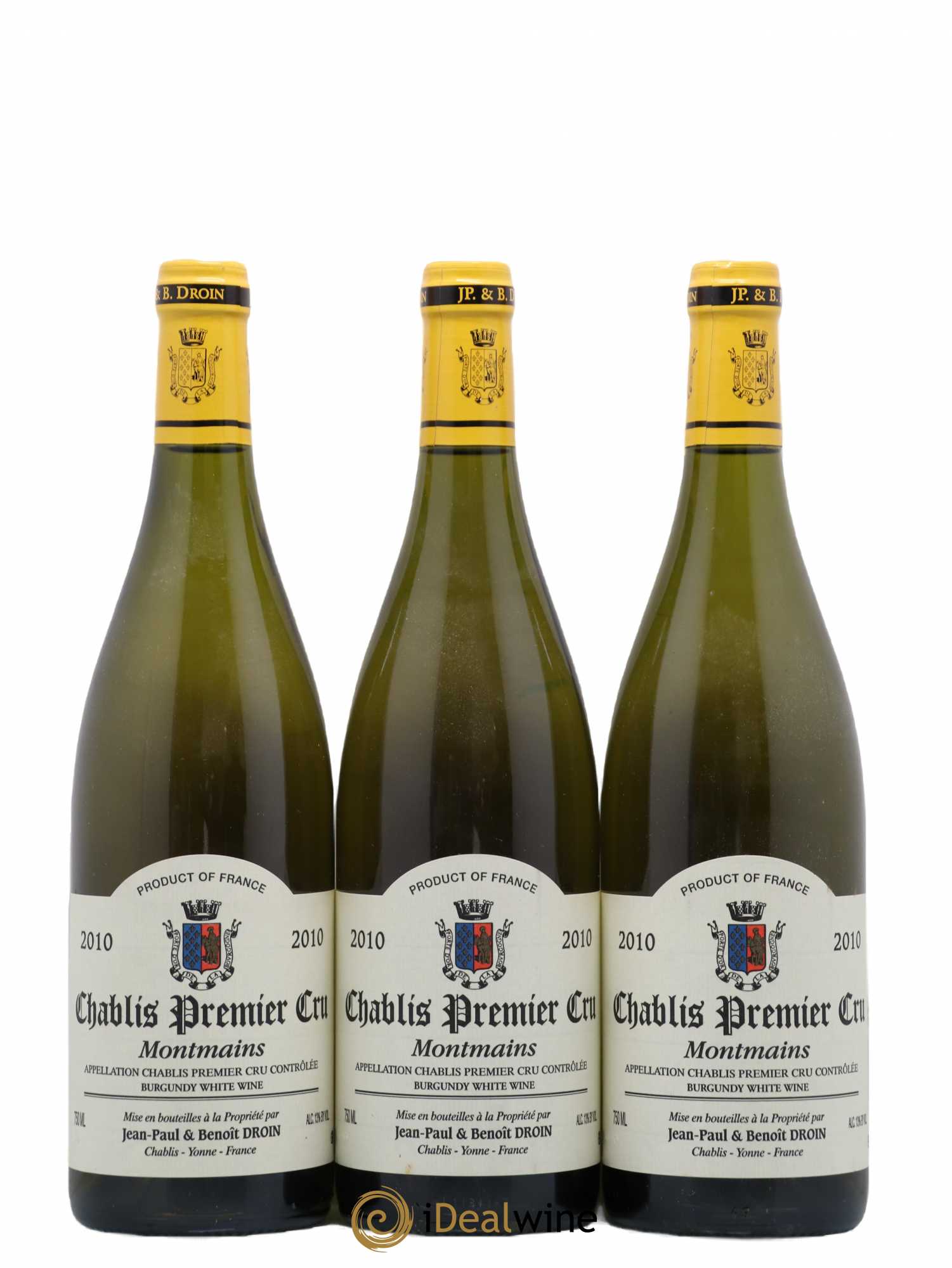 Chablis 1er Cru Montmains Jean-Paul & Benoît Droin (Domaine) 2010 - Lot de 3 bouteilles - 0