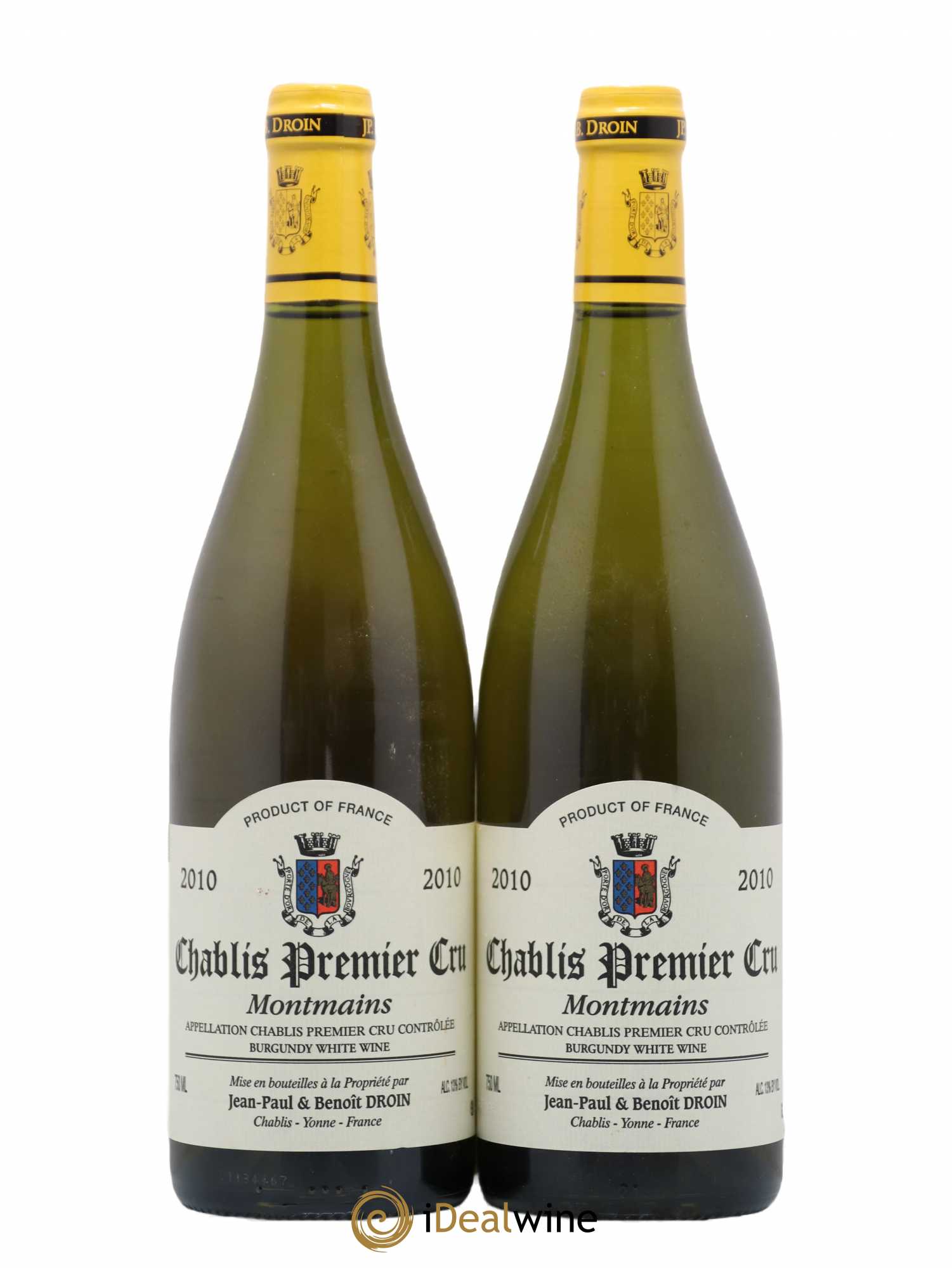 Chablis 1er Cru Montmains Jean-Paul & Benoît Droin (Domaine) 2010 - Lot de 2 bouteilles - 0