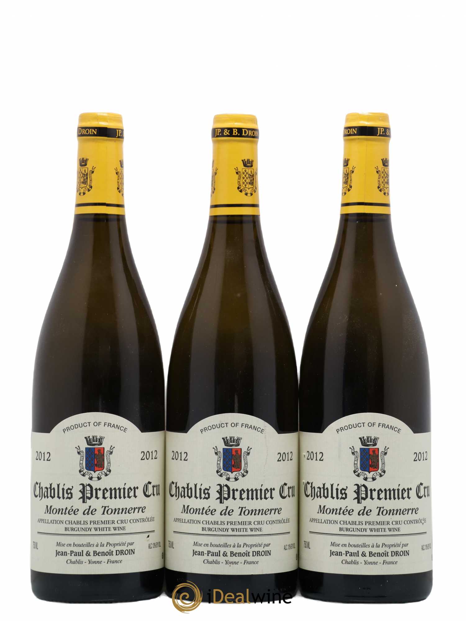 Chablis 1er Cru Montée de Tonnerre Jean-Paul & Benoît Droin (Domaine) 2012 - Lot de 3 bouteilles - 0